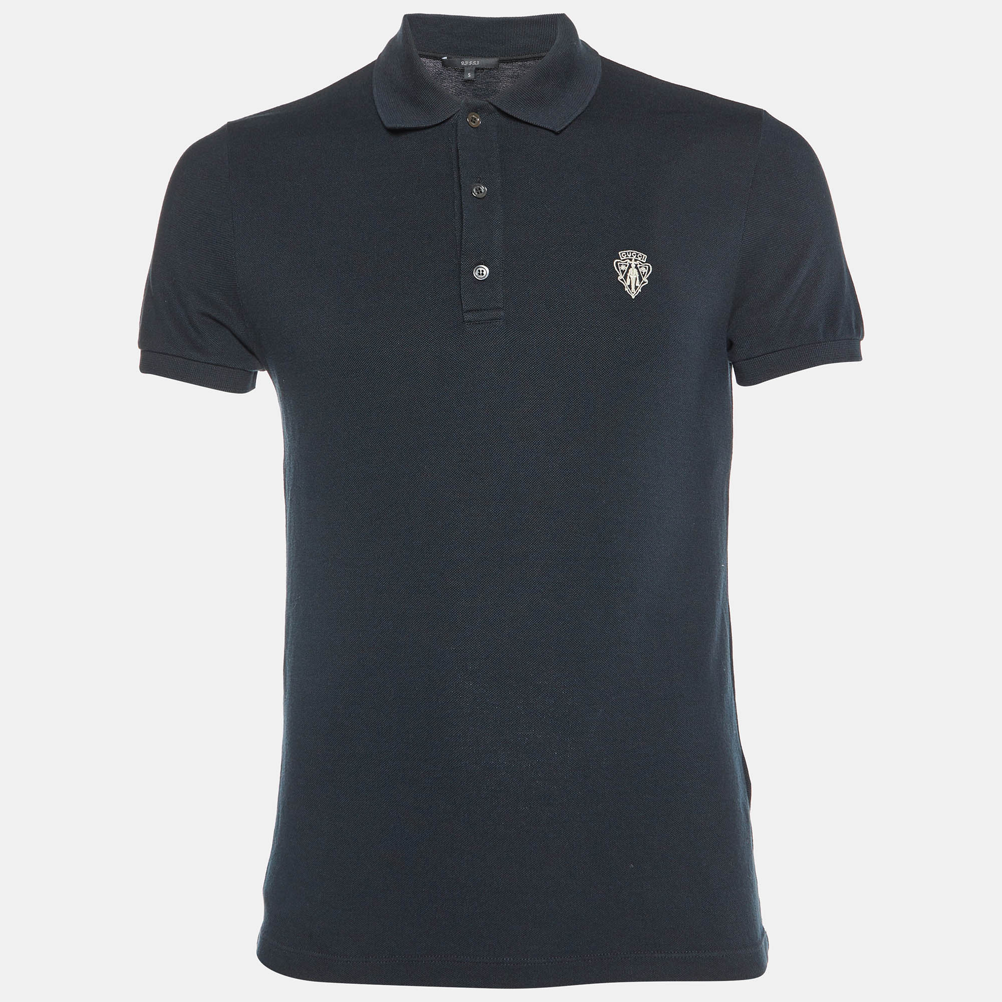 

Gucci Black Embroidered Cotton Knit Skinny Fit Polo T-Shirt L