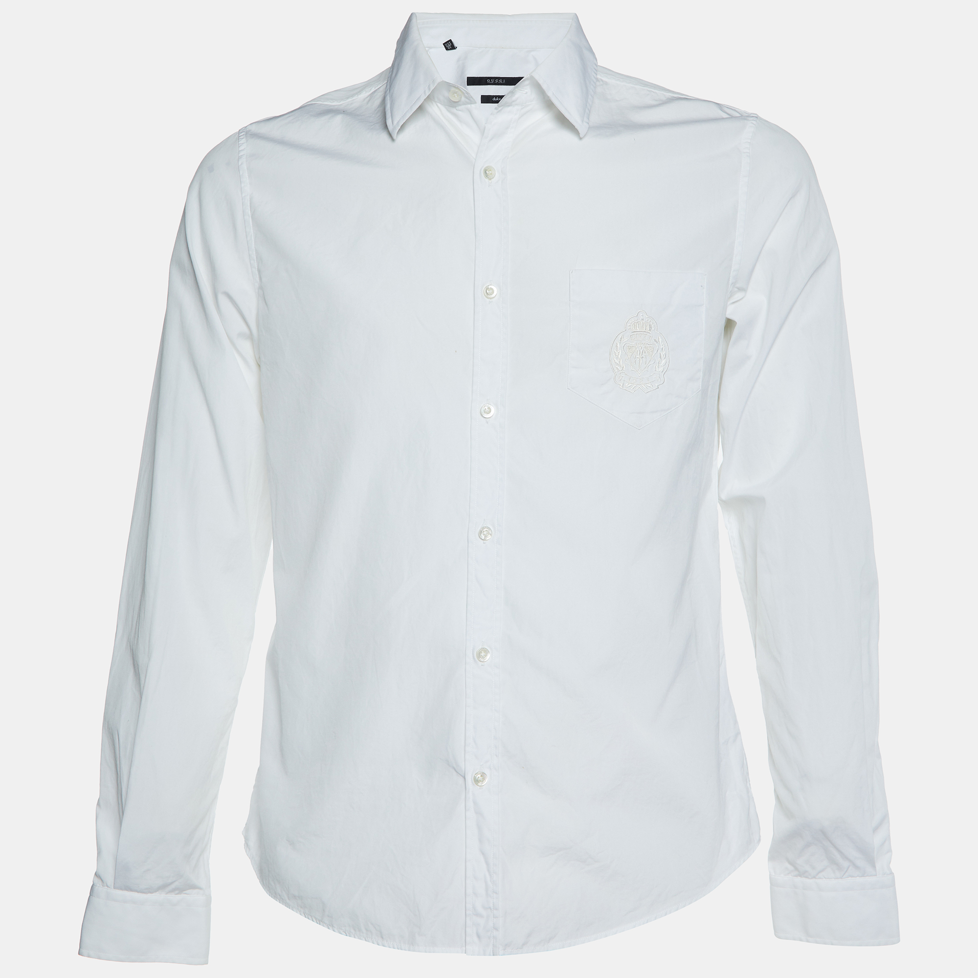 

Gucci White Embroidered Cotton Buttoned Up Shirt M