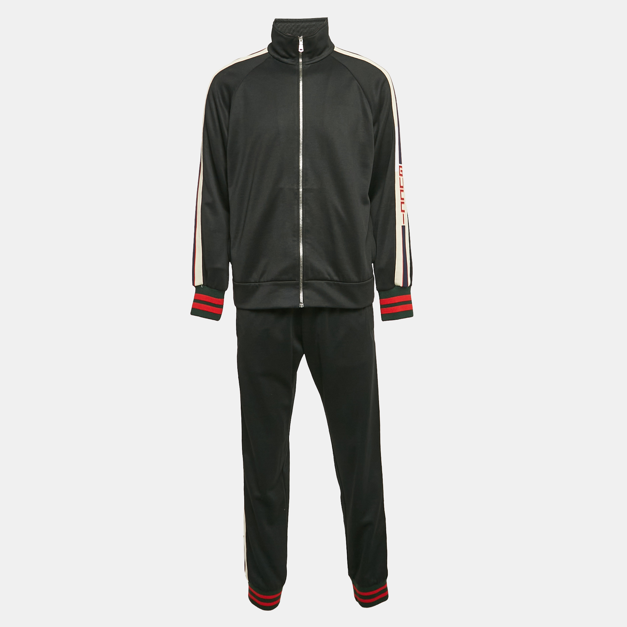 

Gucci Black Web Detail Jersey Track Suit M/L