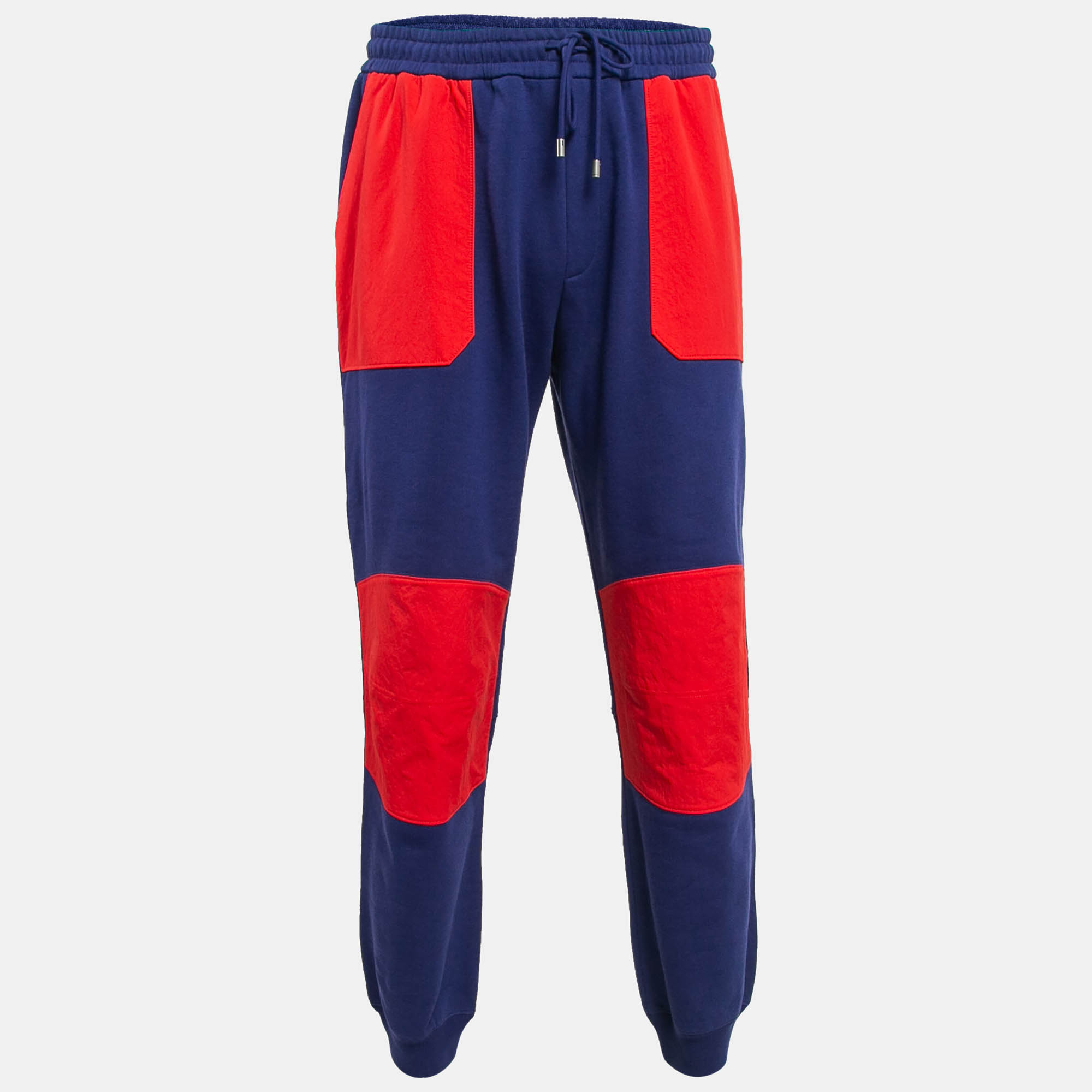 Pre-owned Gucci X The North Face Blue Colorblock Cotton Knit And Nylon Sweatpants M