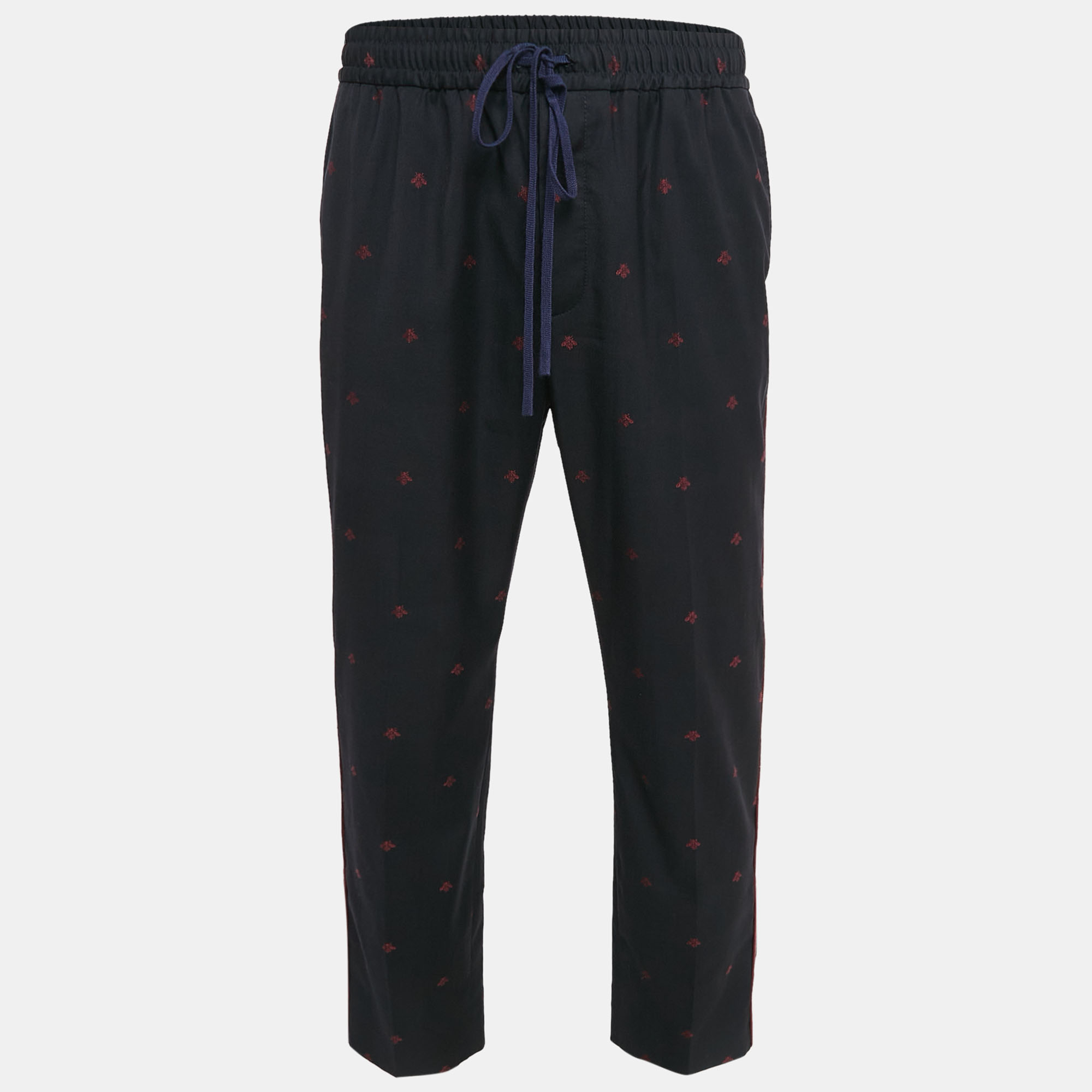 

Gucci Navy Blue Bee All Over Wool Trousers M