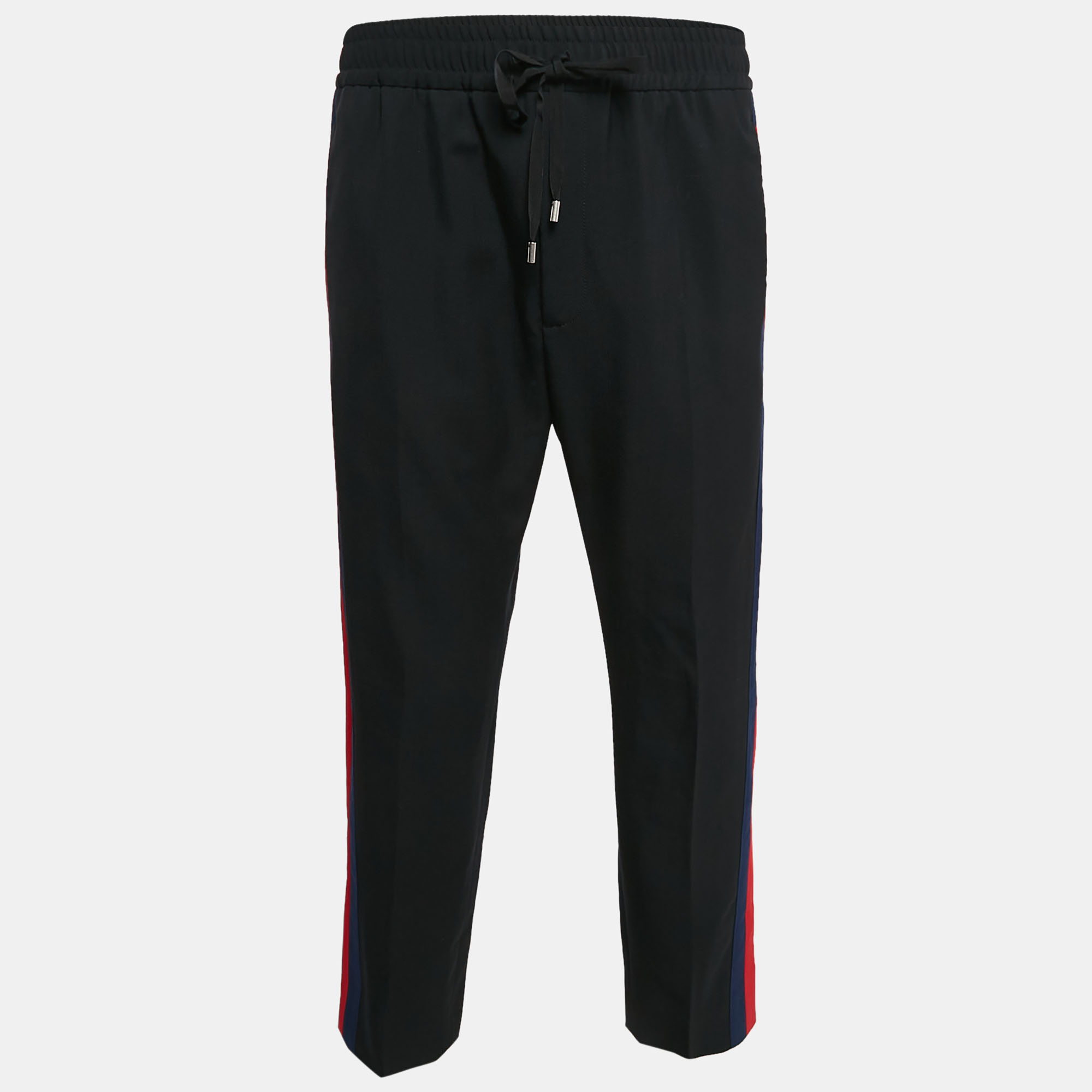 

Gucci Black Side Stripe Wool Straight Leg Trousers XL