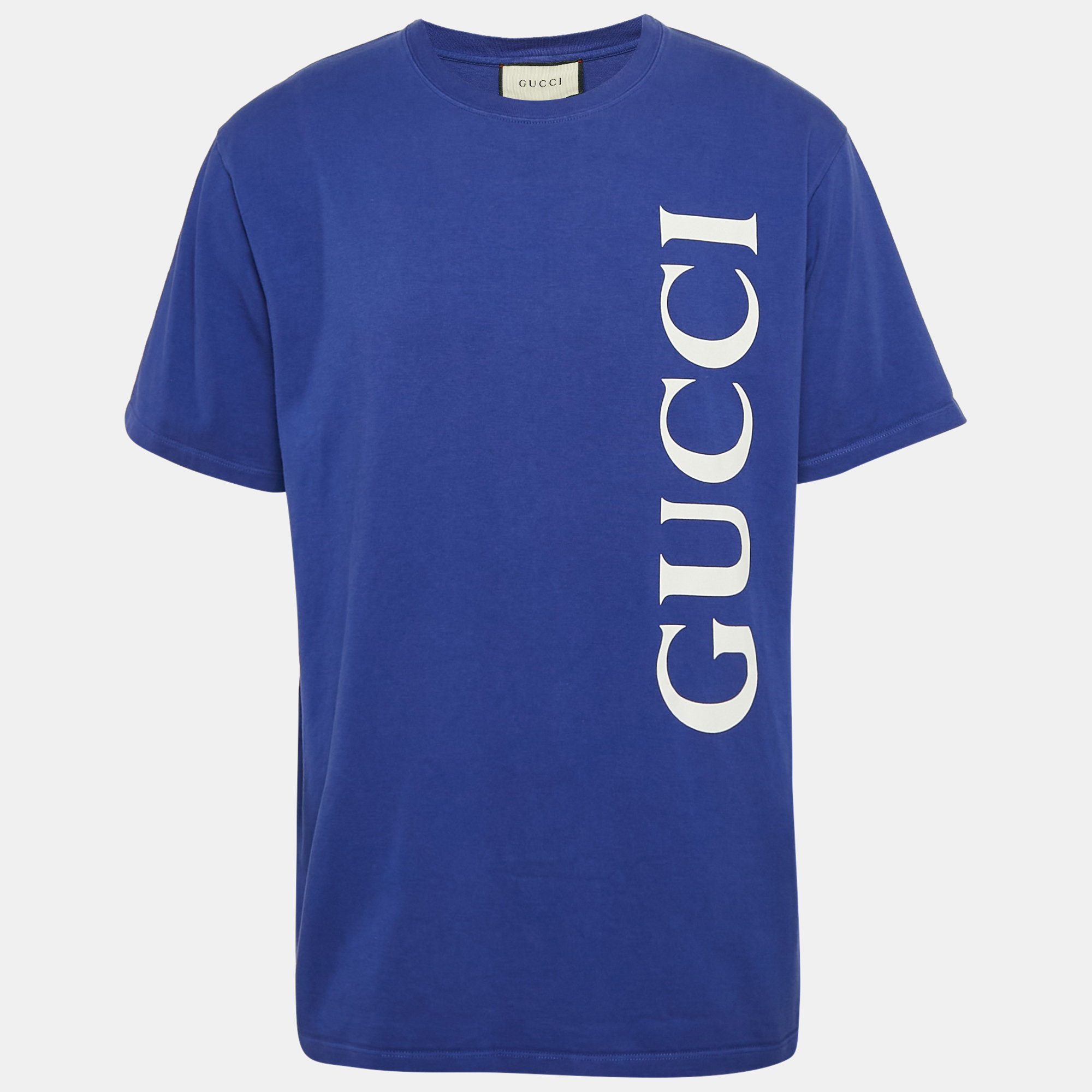 

Gucci Blue Logo Print Cotton Oversize T-Shirt L