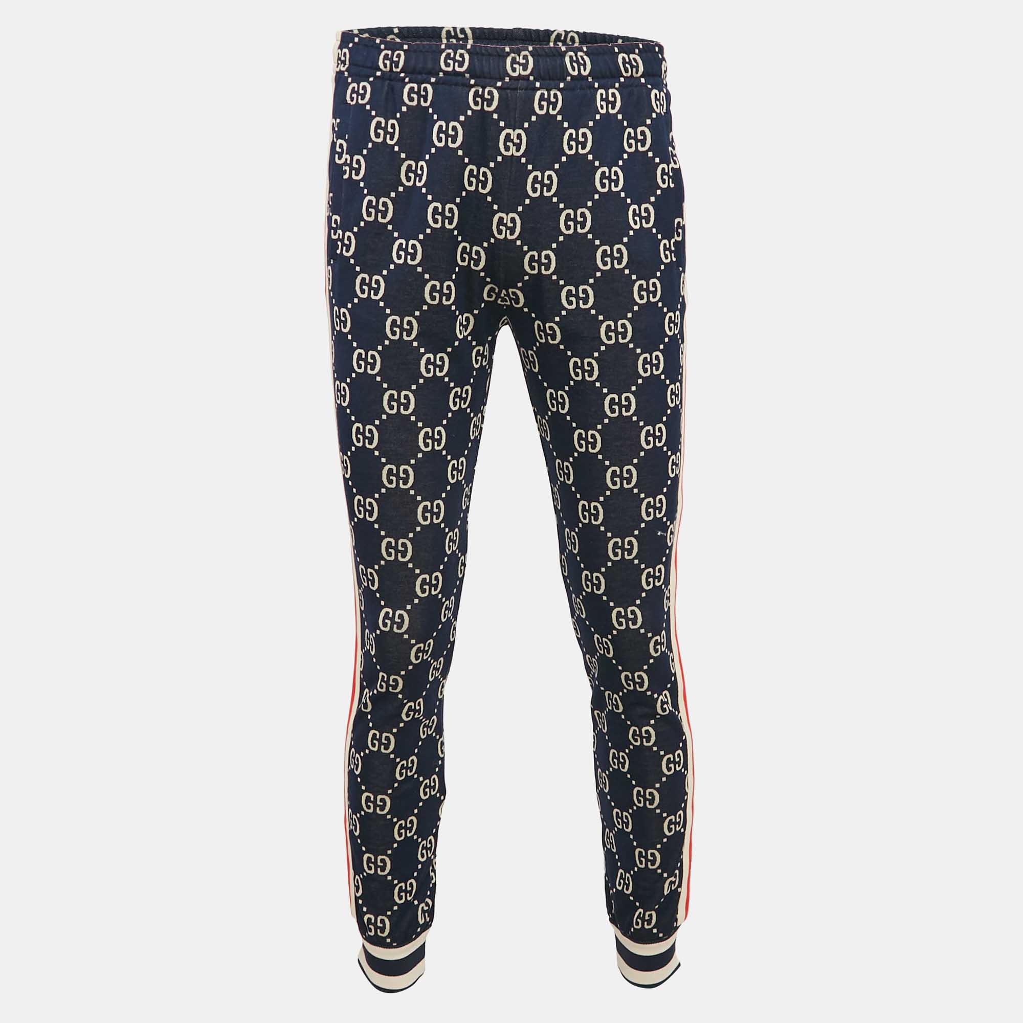 

Gucci Blue GG Jacquard Knit Track Pants S