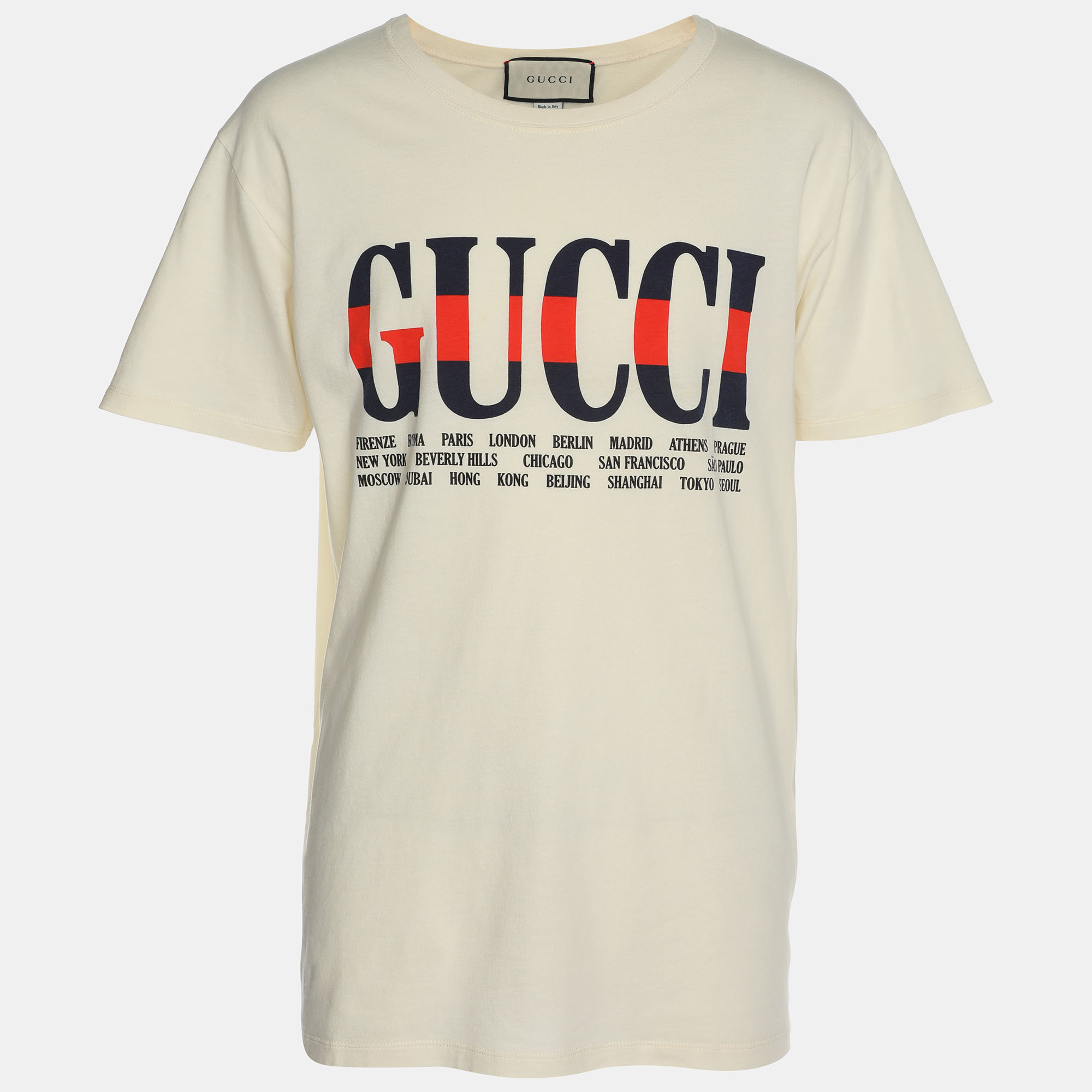 

Gucci Cream Cotton Cities Graphic T-Shirt M