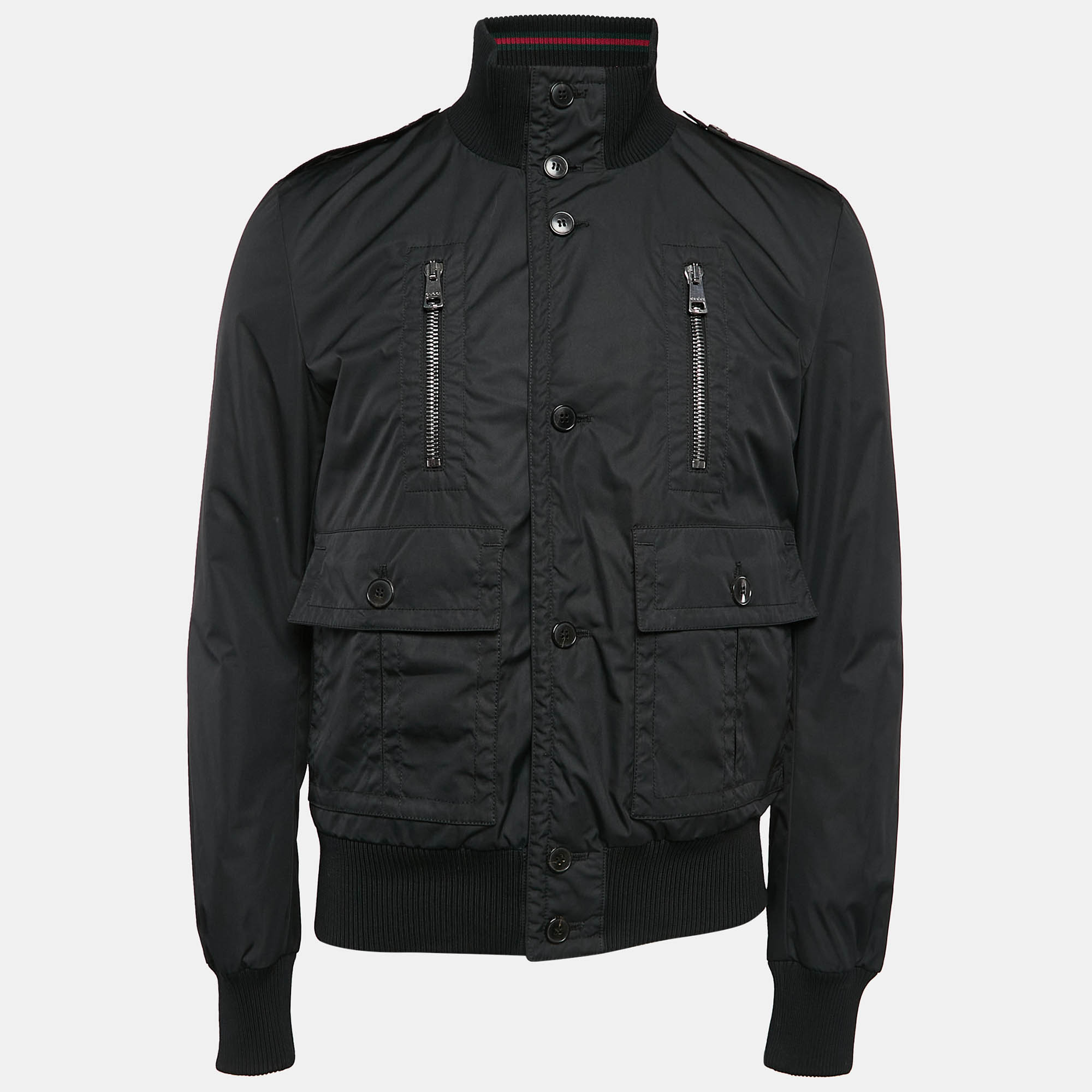 

Gucci Black Synthetic Padded Bomber Jacket M