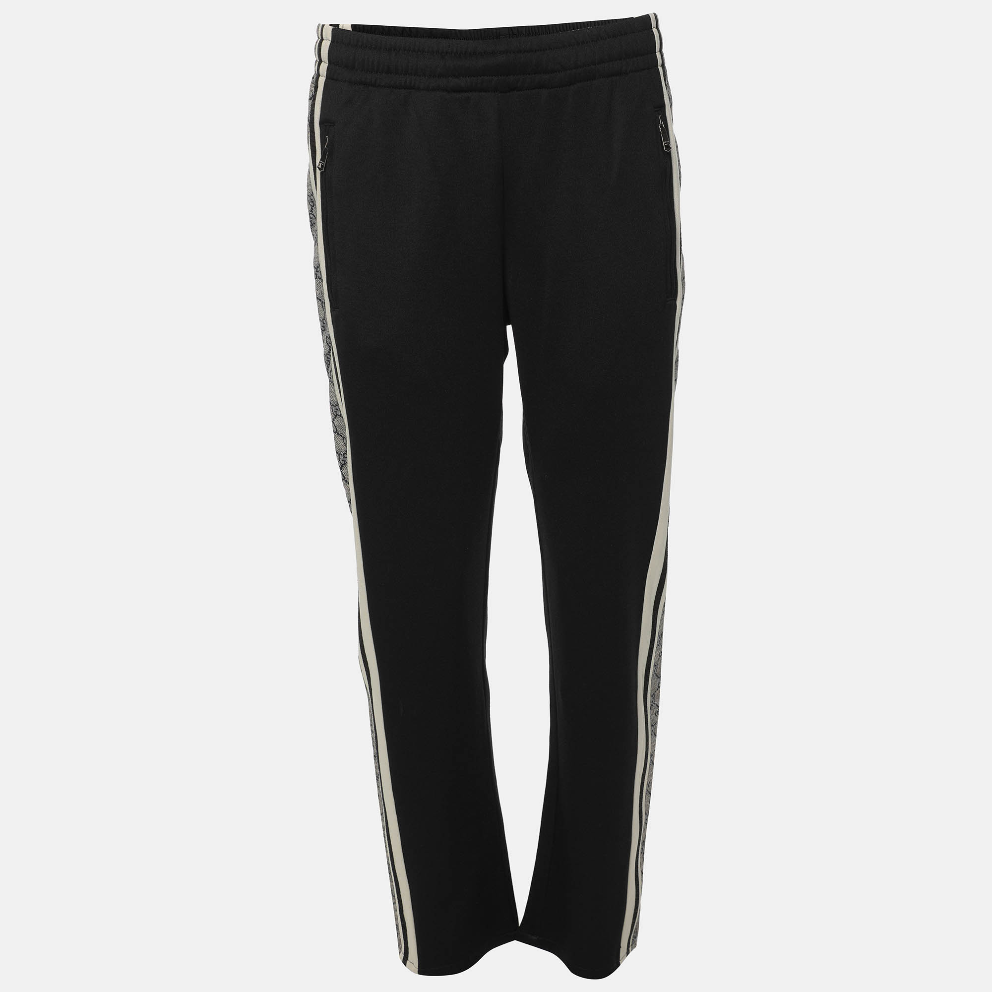 

Gucci Black Nylon GG Striped Trouser XS