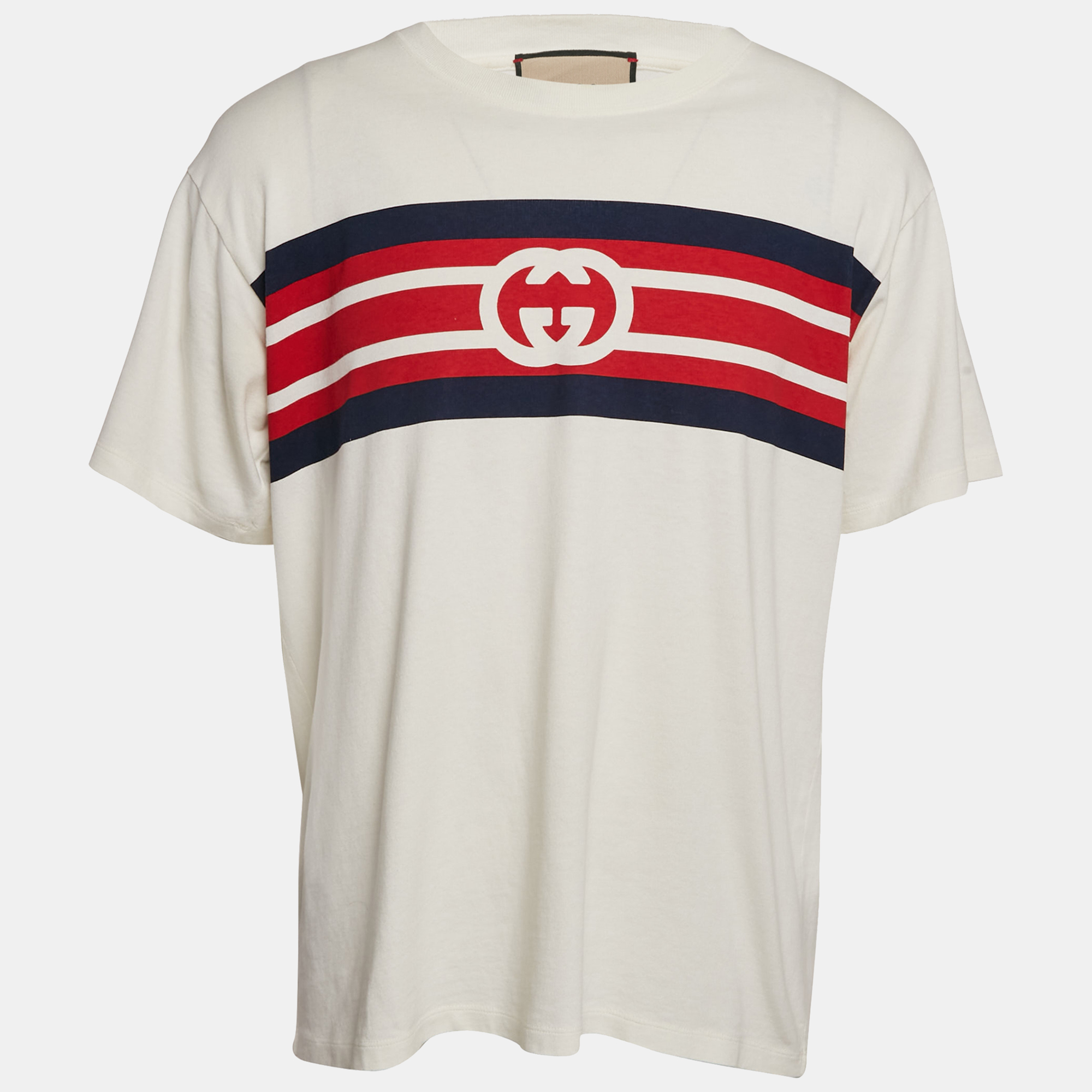 

Gucci White Logo Print Jersey Crew Neck T-Shirt XS