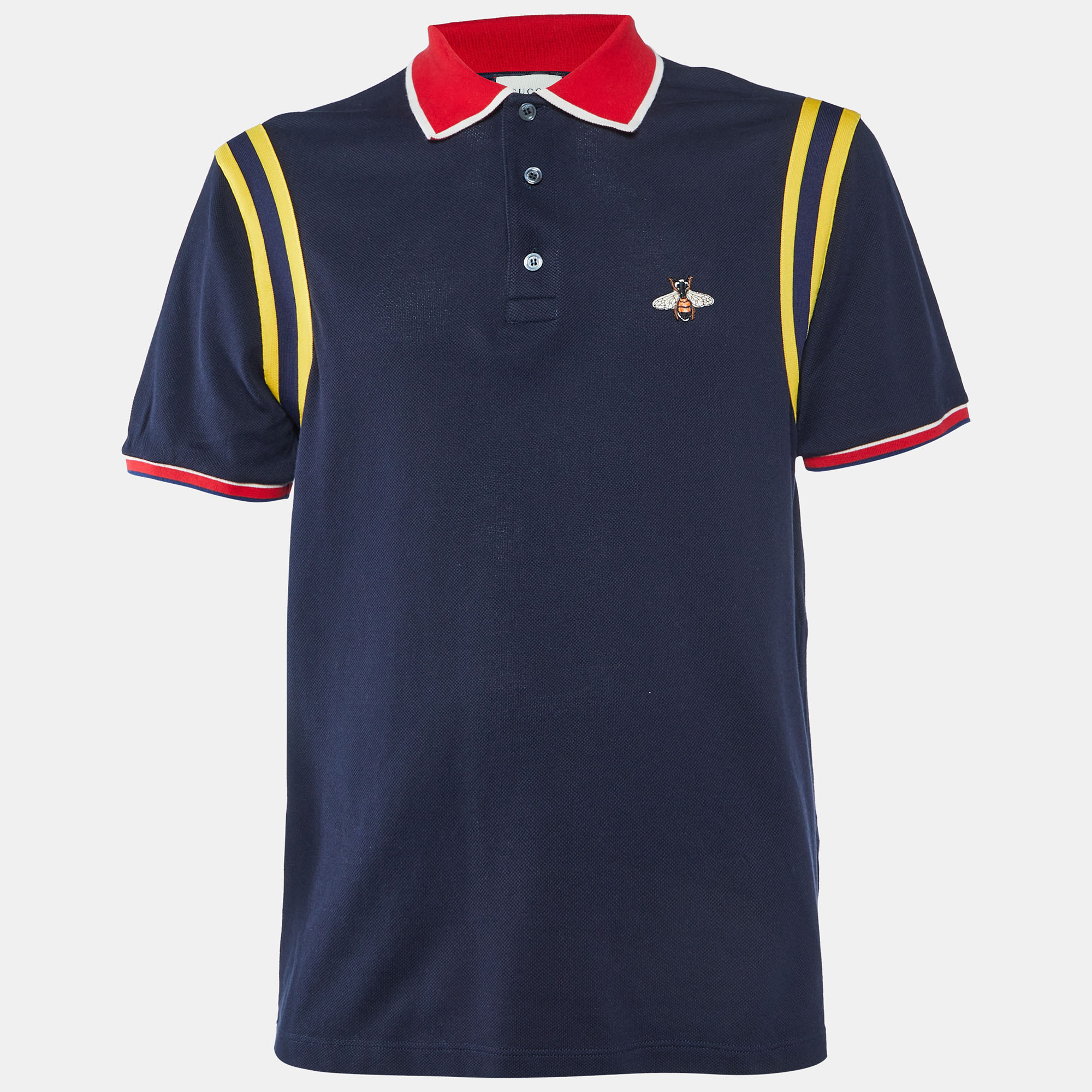 

Gucci Navy Blue Cotton Pique Bee Detail Polo T-Shirt XXXL