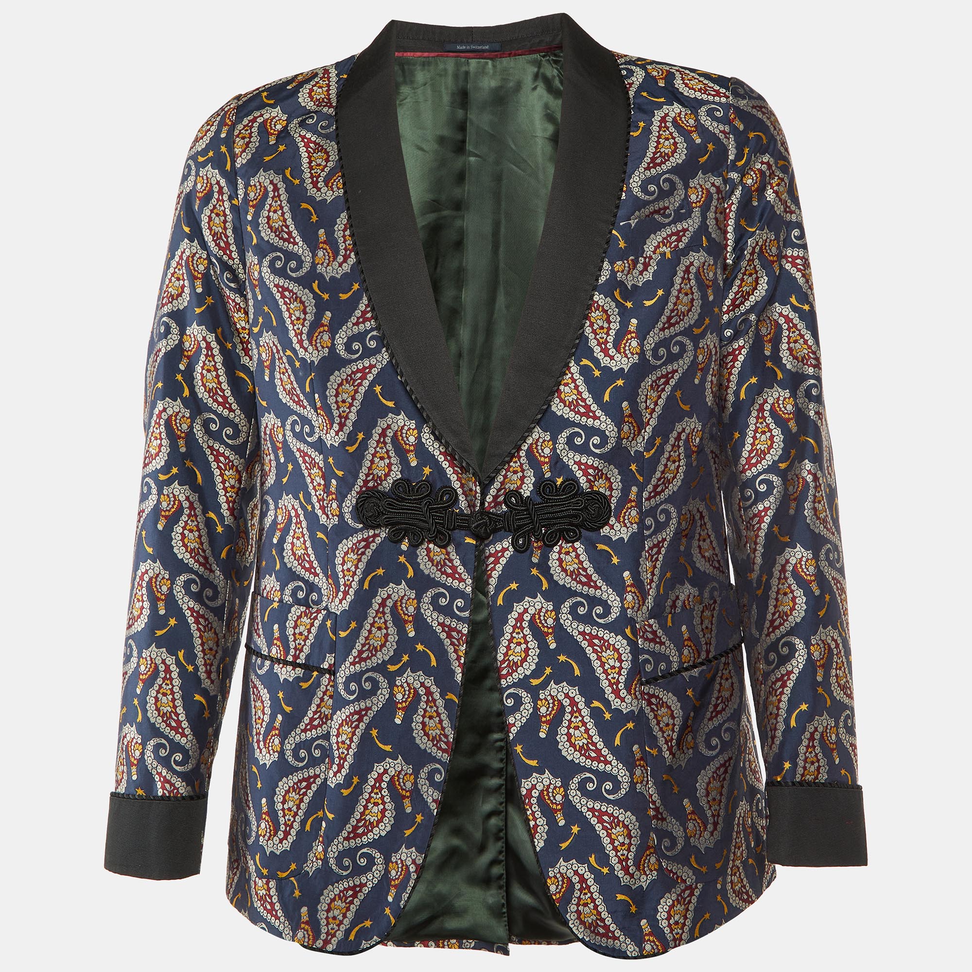 

Gucci Navy Blue Seahorse Jacquard Evening Jacket M