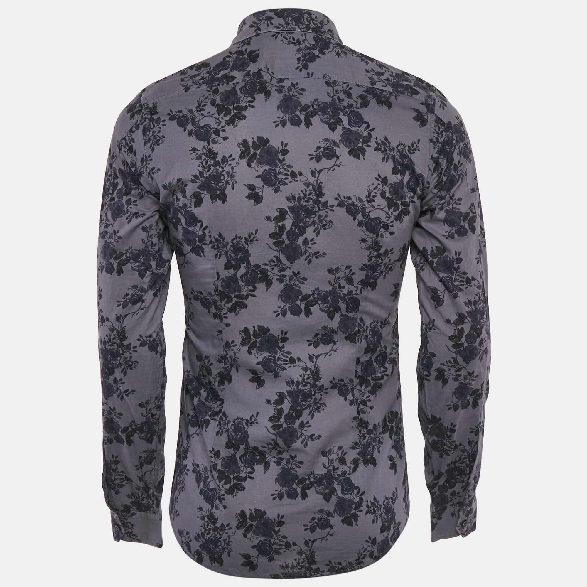 Gucci Grey Floral Print Cotton Button Front Shirt S 