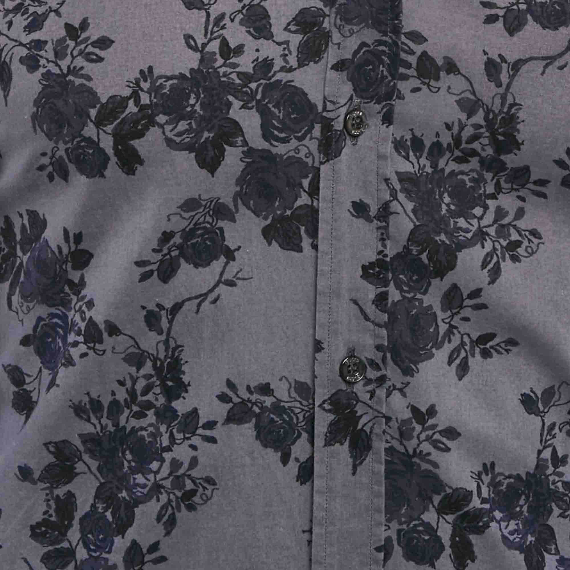 Gucci Grey Floral Print Cotton Button Front Shirt S 