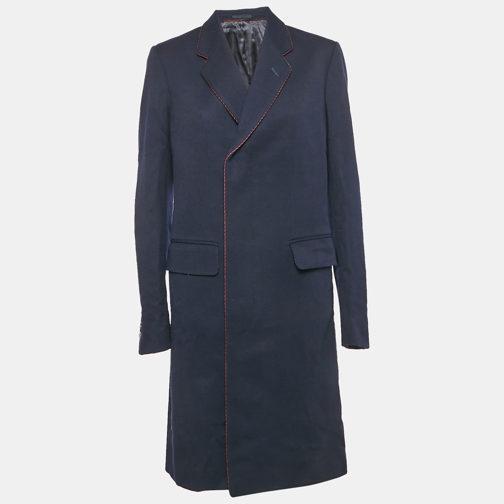 

Gucci Navy Blue Wool Gabardine Mid-Length Coat XS