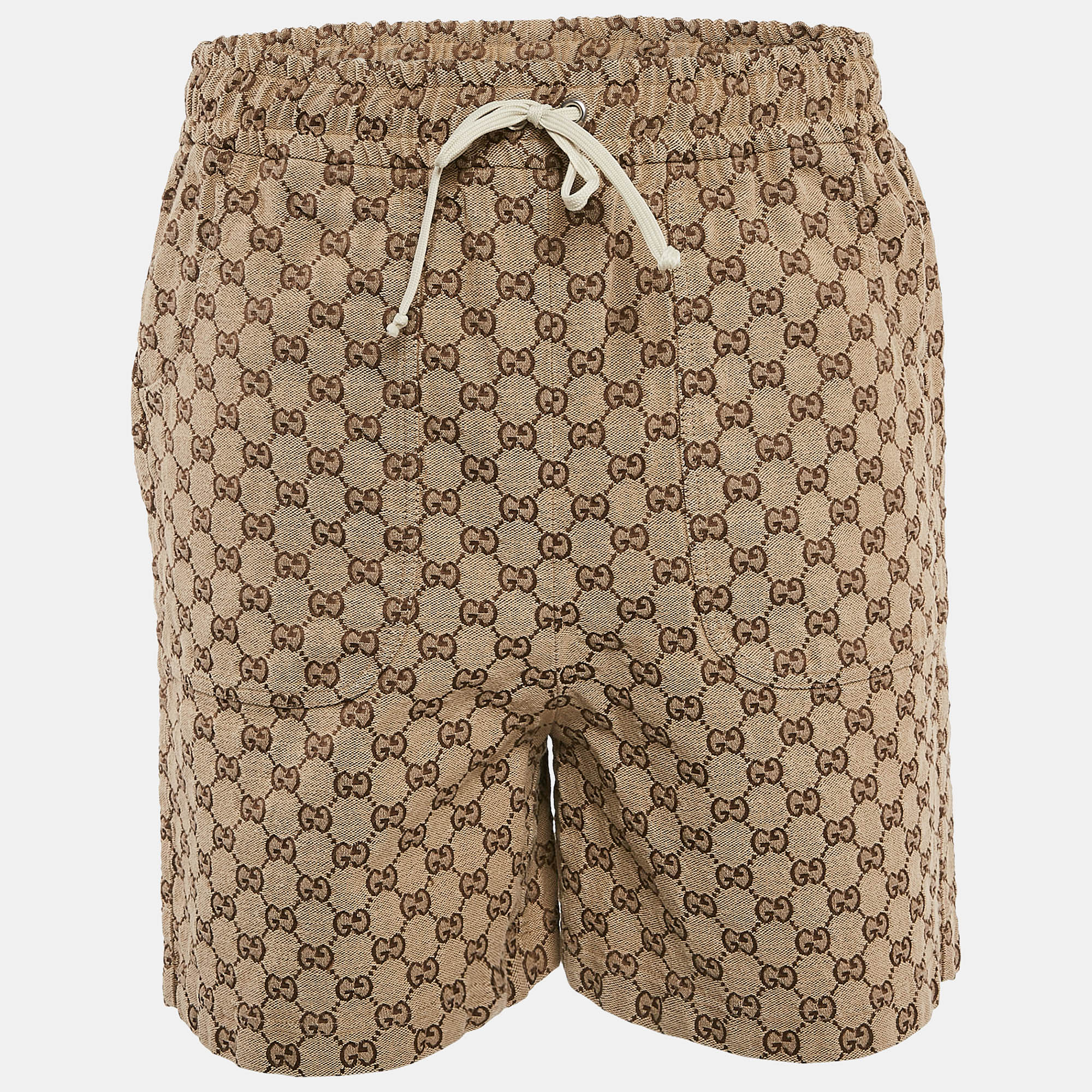 

Gucci Beige Logo Jacquard Cotton Blend Shorts M