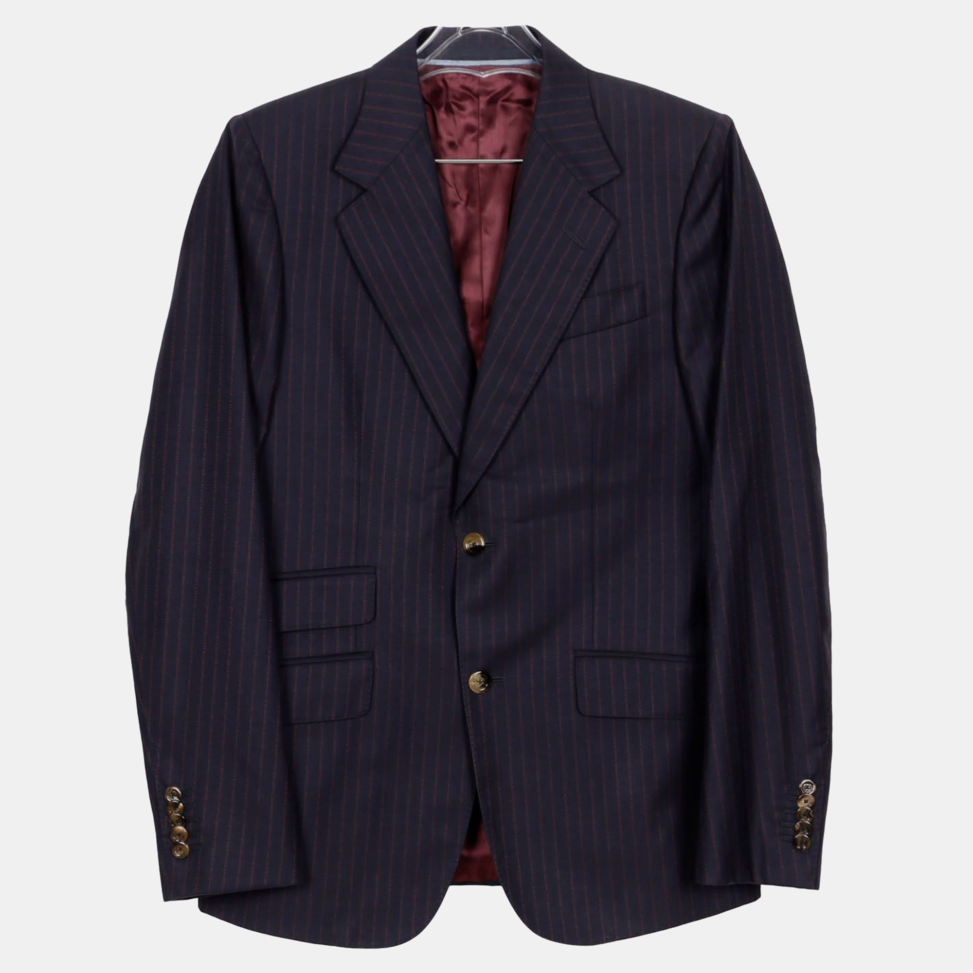 

Gucci Navy Wool Logo Stripe Suit Jacket Size, Navy blue