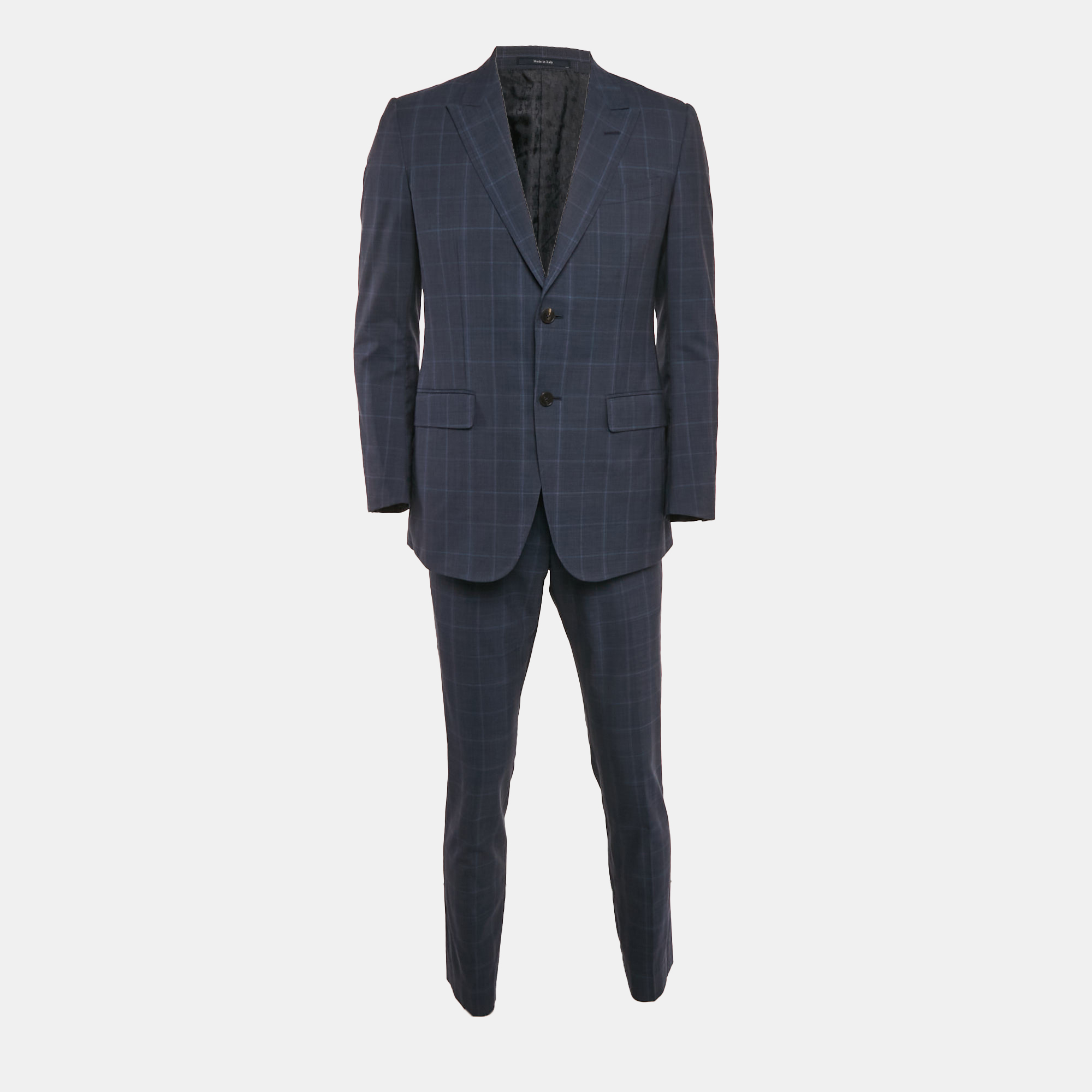 

Gucci Navy Blue Plaid Wool Tailored Suit M