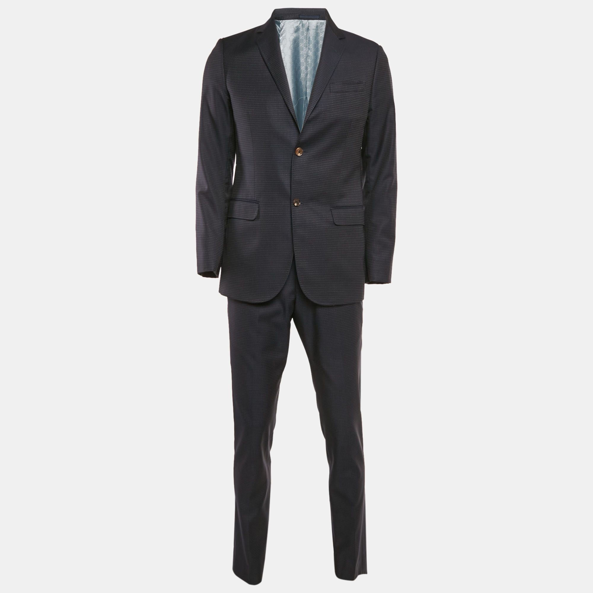 

Gucci Navy Blue Navy Blue Patterned Wool Pants Suit M