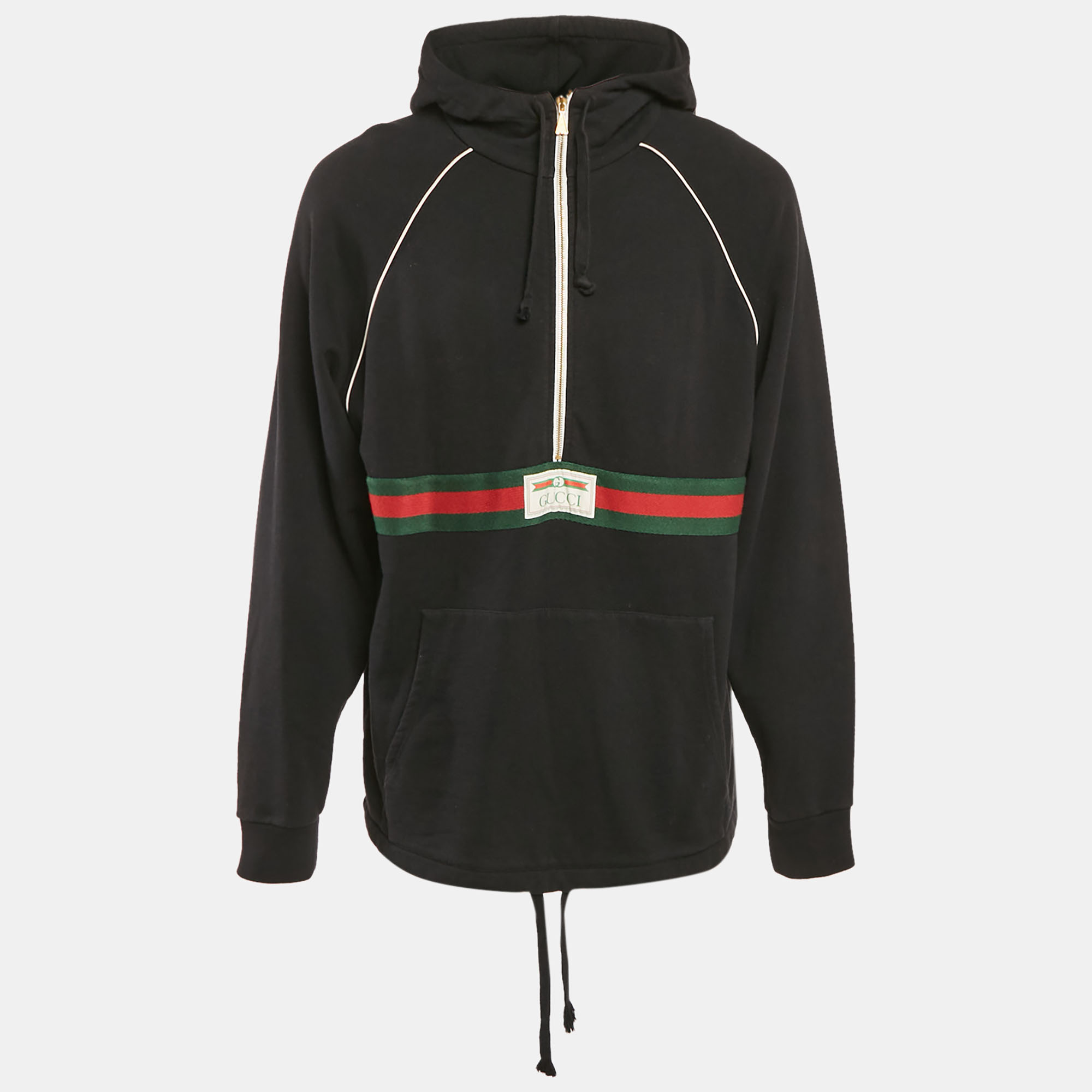 

Gucci Black Cotton Jersey Web Detail Hooded Sweatshirt M