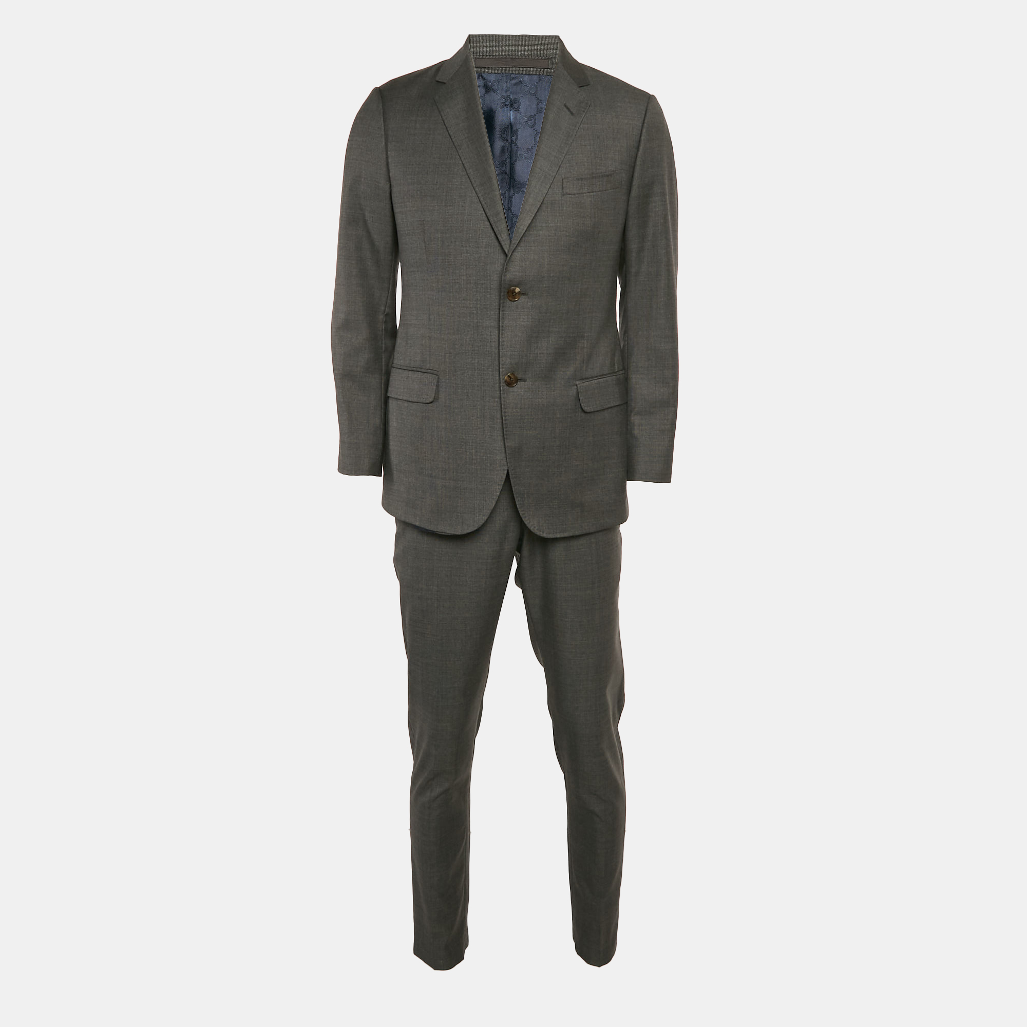 

Gucci Charcoal Grey Patterned Wool Single Breasted Pants Suit L