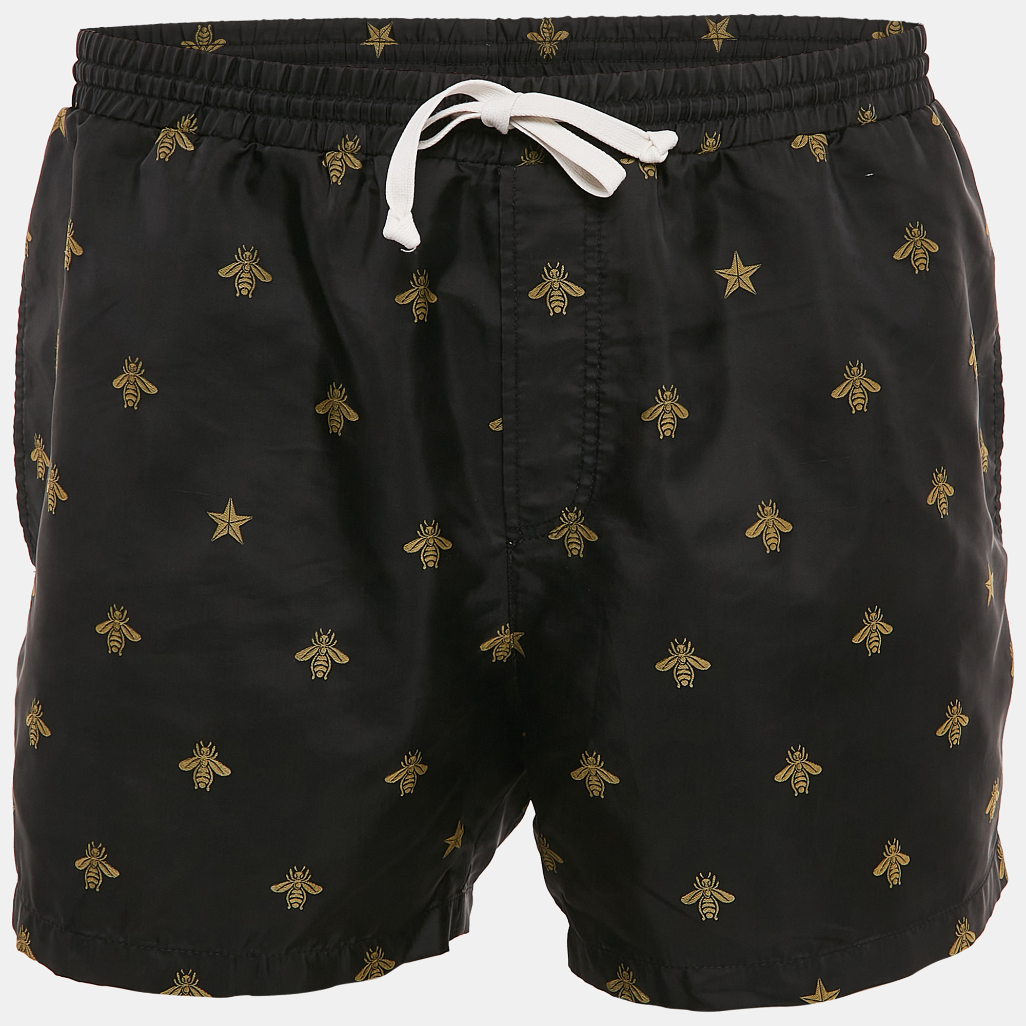 

Gucci Black Bee and Star Embroidered Synthetic Swim Shorts XL