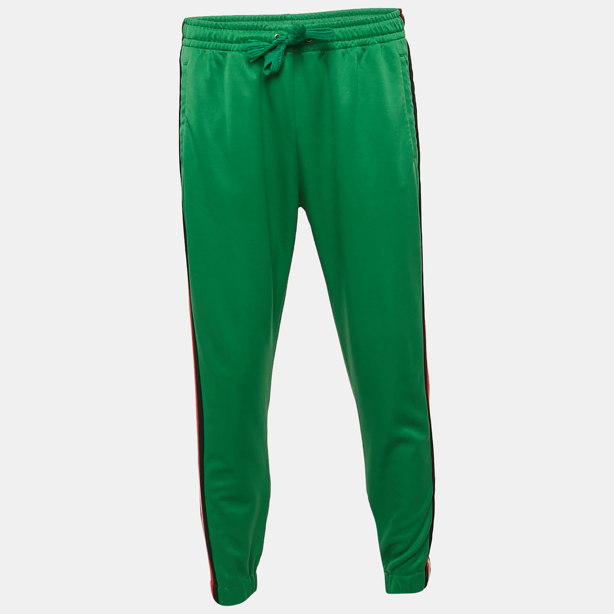 

Gucci Green Jersey Web Tape Trimmed Trackpants XL