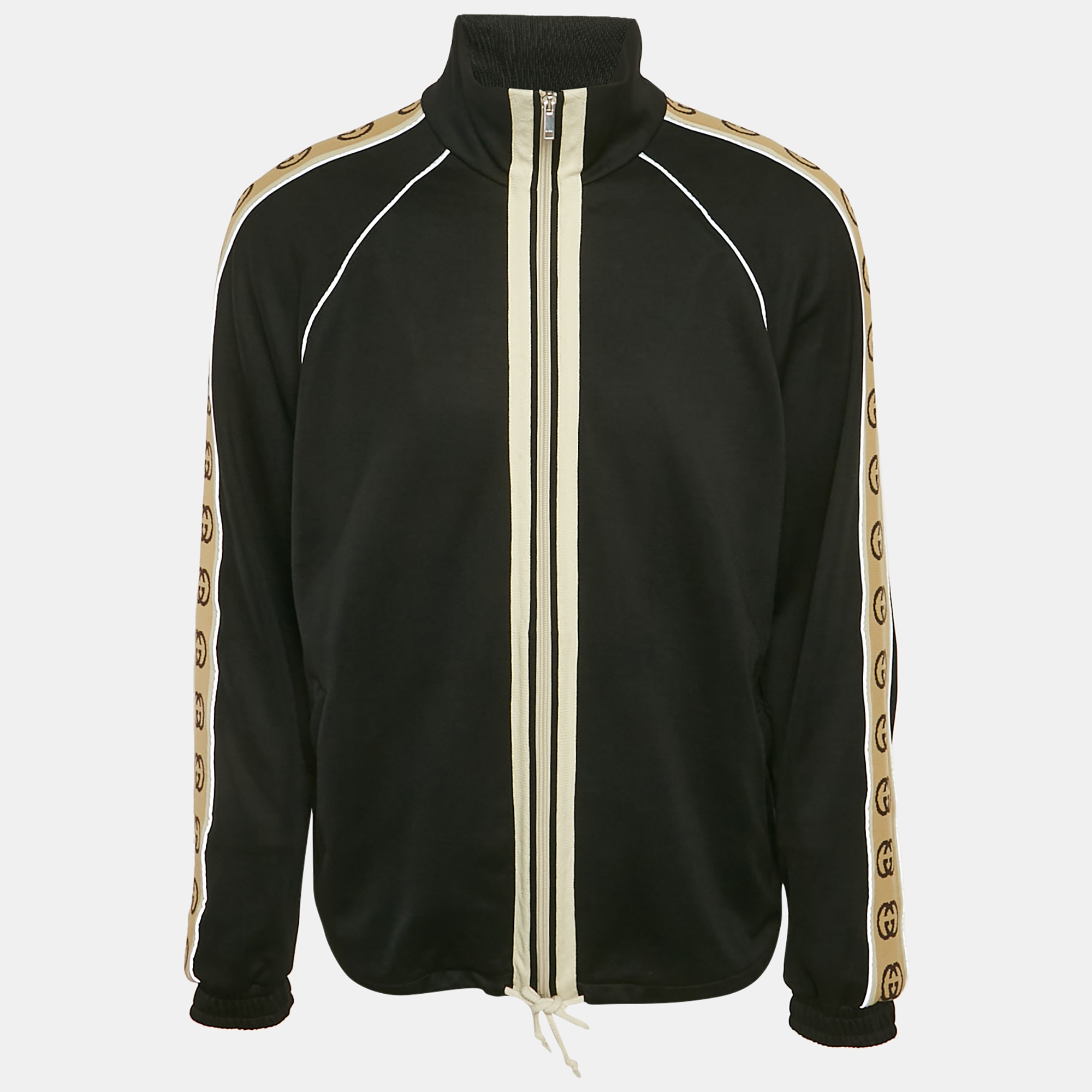 

Gucci Black GG Band Trim Jersey Zip-Up Jacket L
