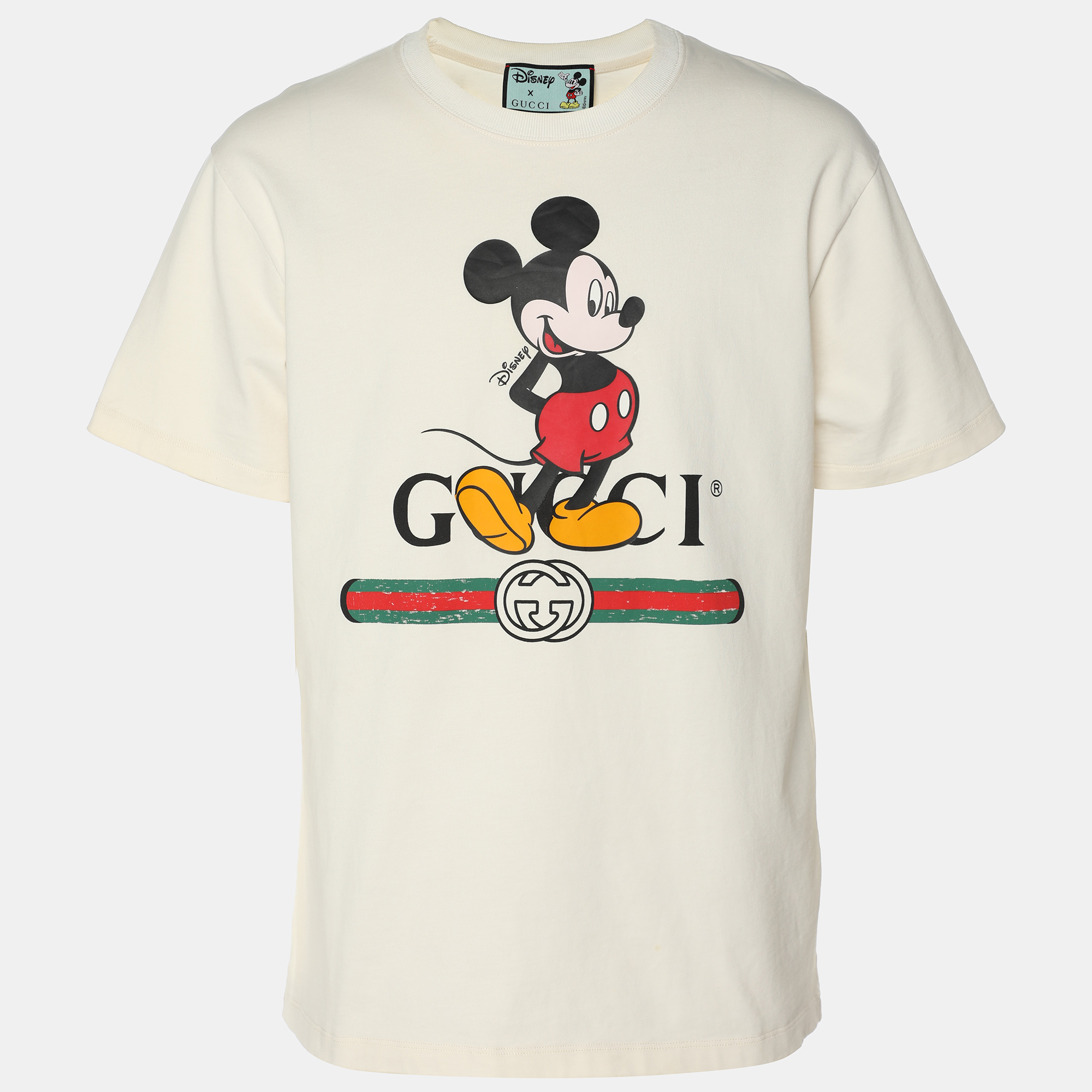 

Gucci X Disney Cream Logo Printed Cotton Crewneck Oversized T-Shirt XS