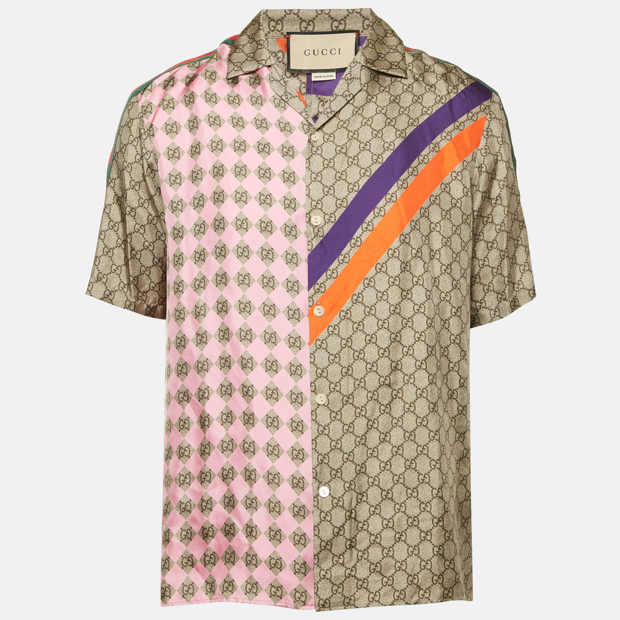

Gucci Multicolor Geometric GG Print Button Front Bowling Zaidf Shirt S