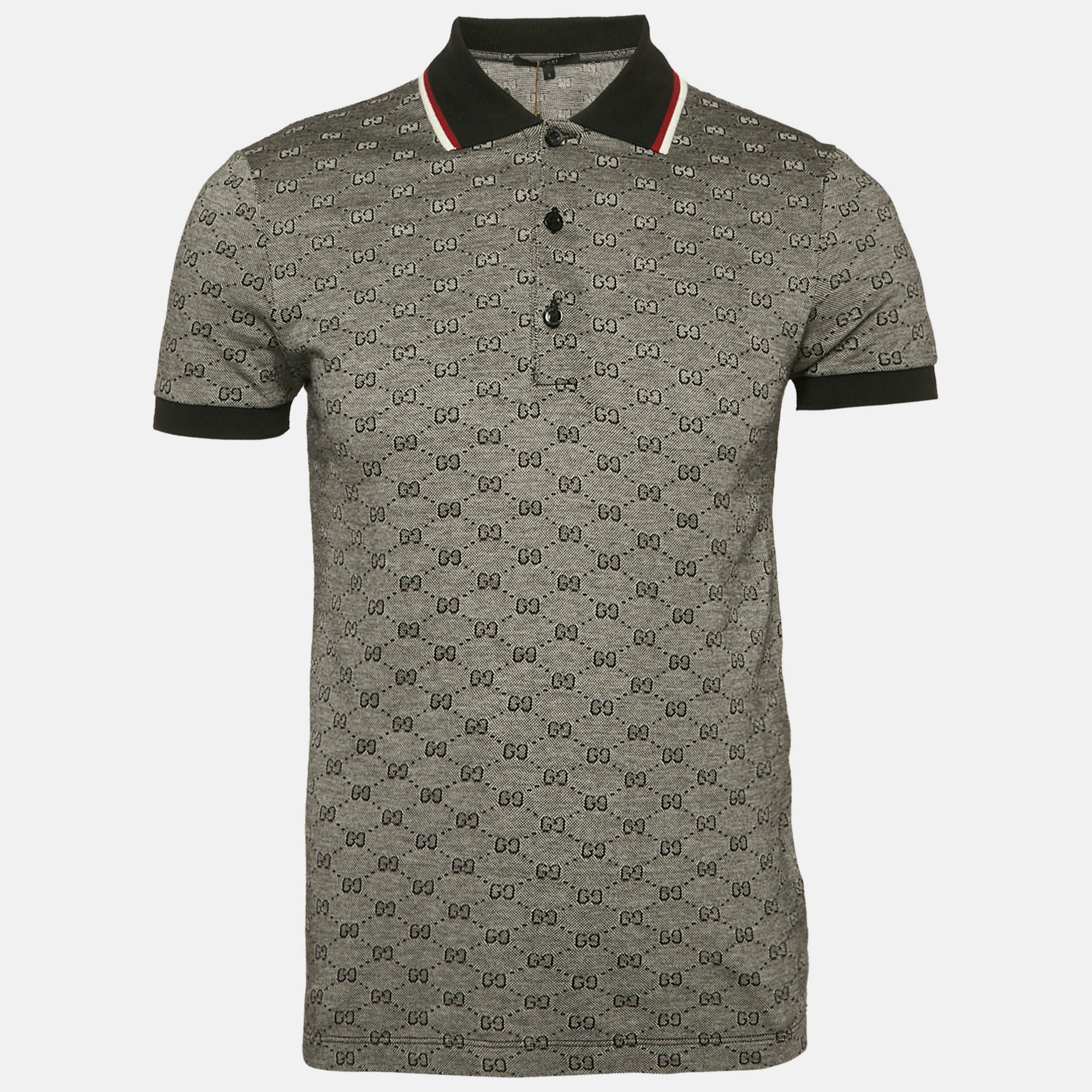 

Gucci Grey GG Cotton Pique Polo T-Shirt S