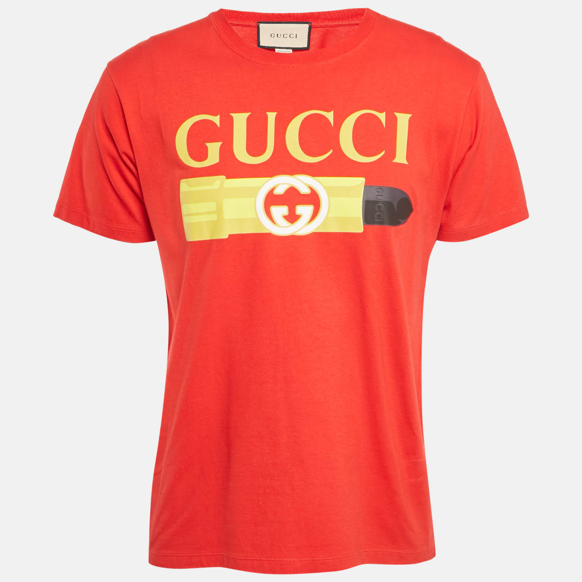 

Gucci Red Logo Print Jersey Crew Neck T-Shirt S