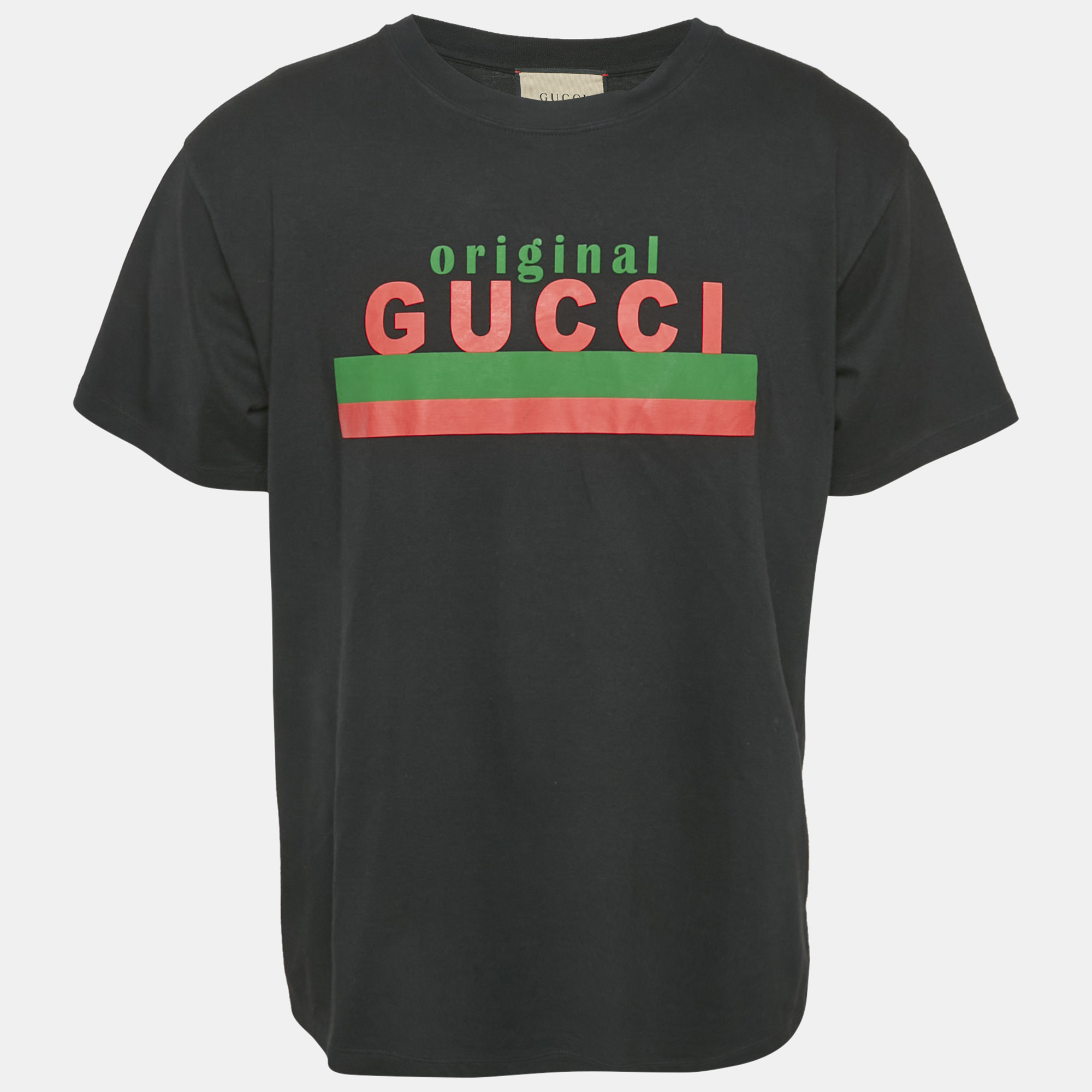 

Gucci Black Original Gucci Print Jersey Oversized T-Shirt XS
