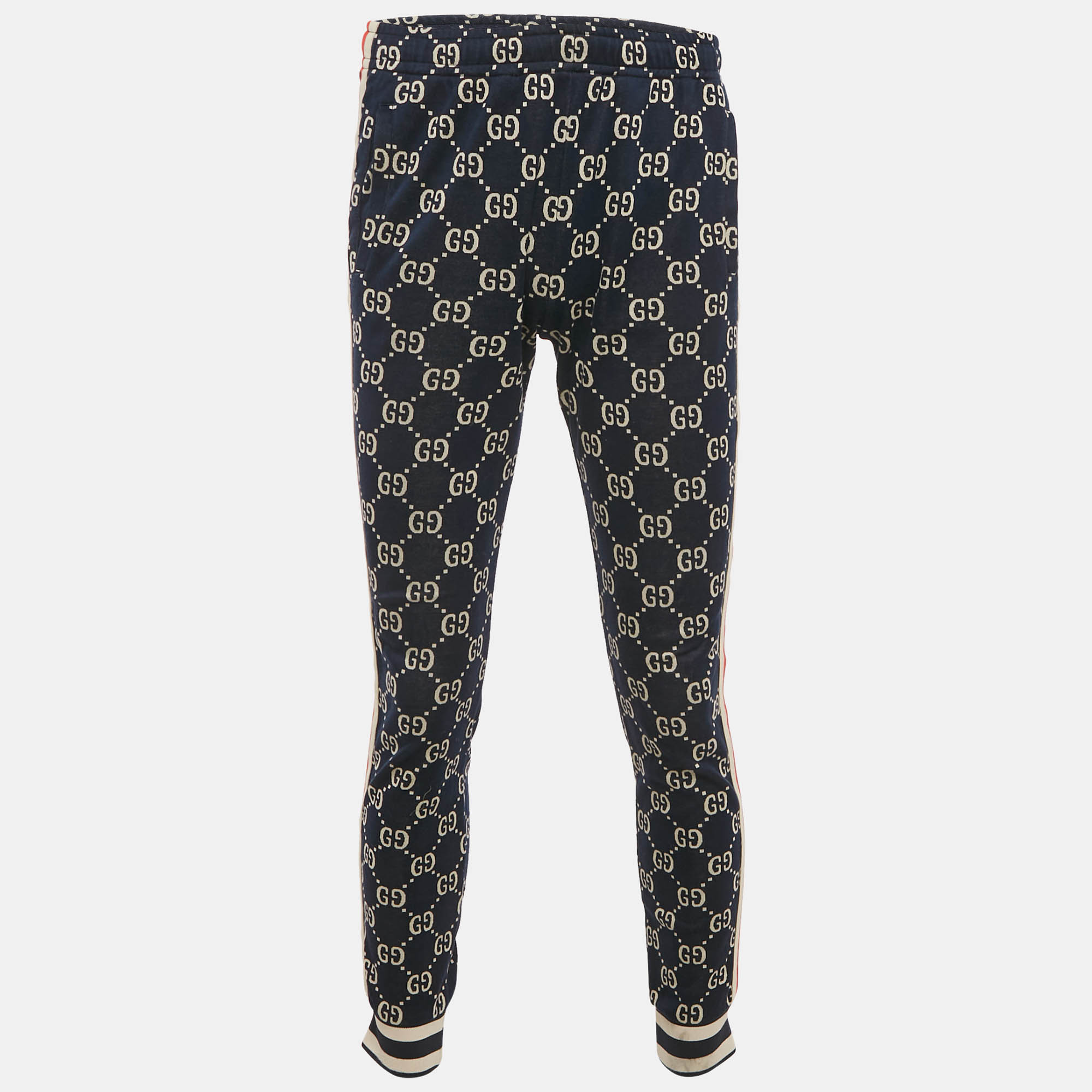 

Gucci Navy GG Jacquard Jersey Jogger Pants M, Navy blue