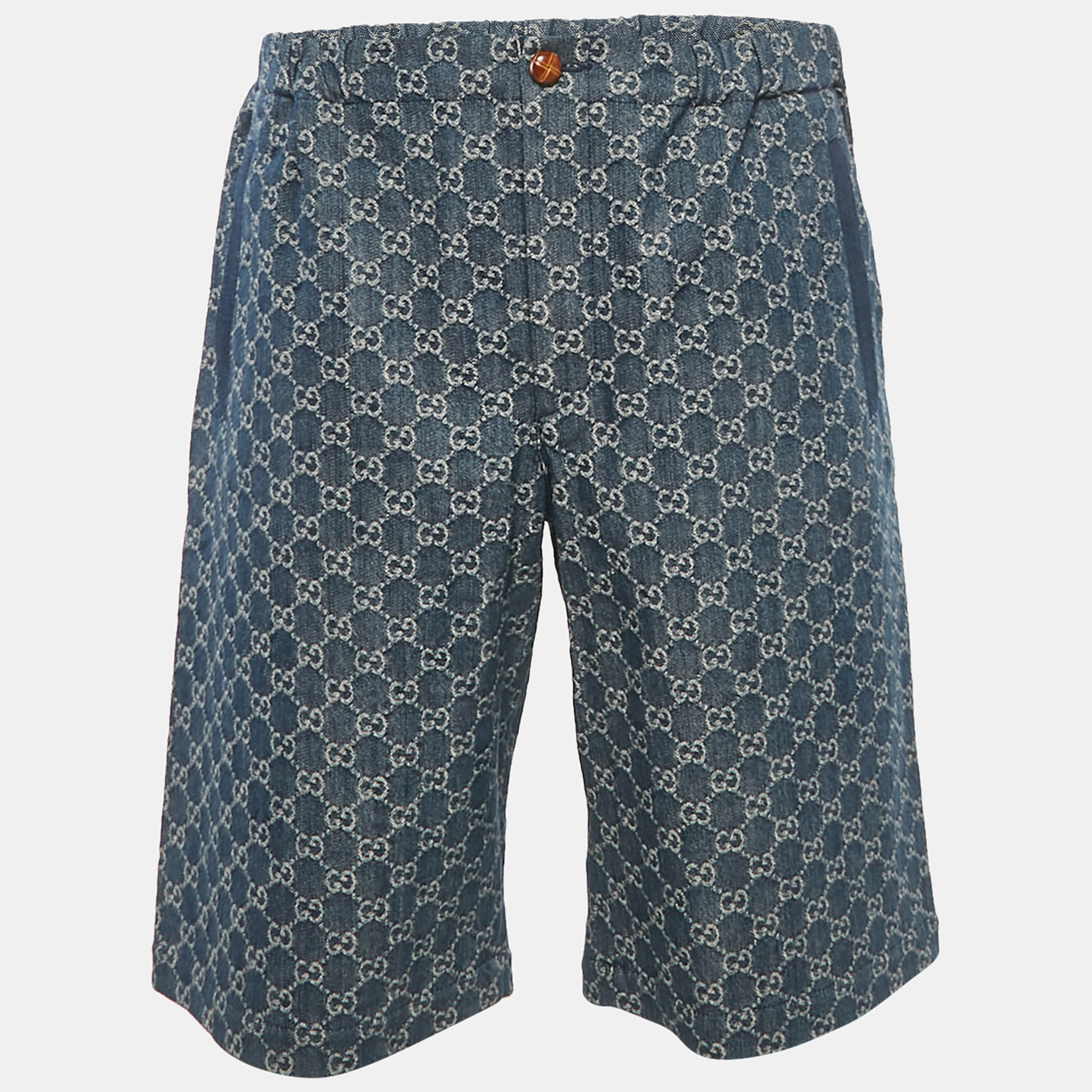 

Gucci Blue GG Jacquard Denim Bermuda Shorts L