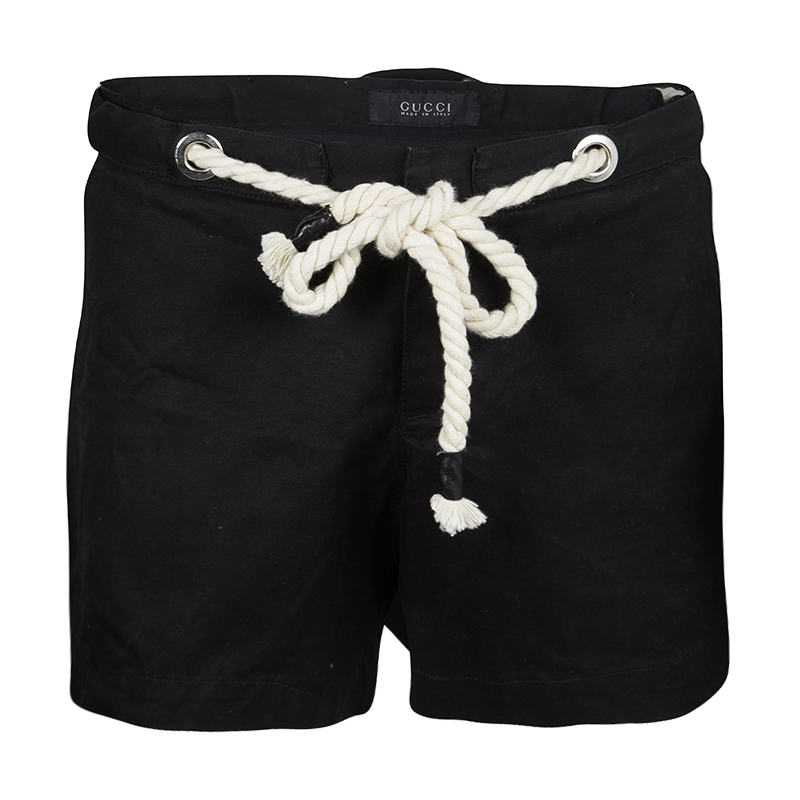 Gucci Black Cotton Nautical Rope Tie Detail Shorts XXL