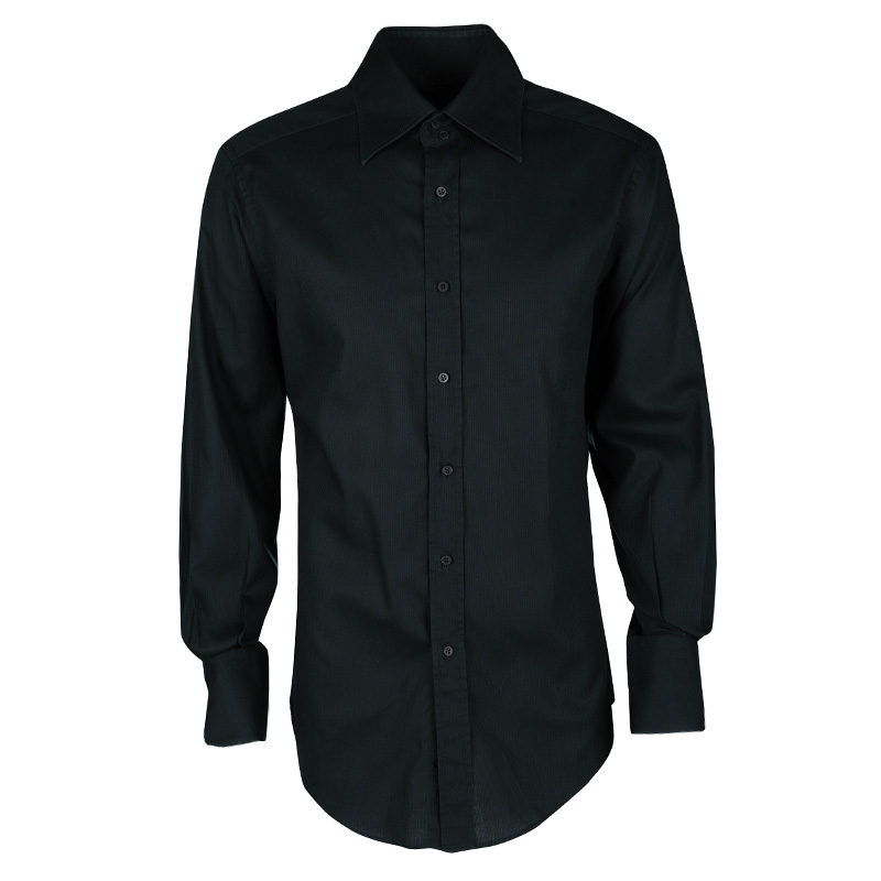 Gucci Dark Green Cotton Long Sleeve Button Front Shirt XXXL