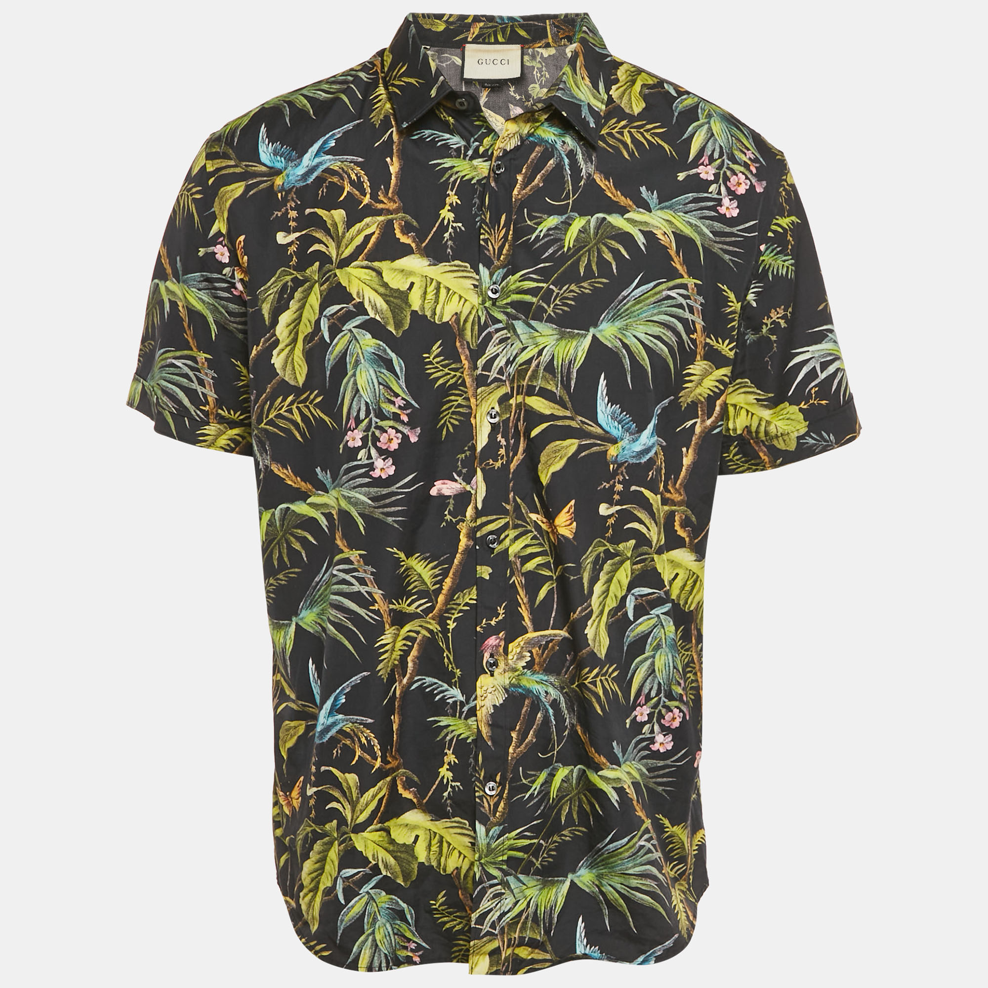 

Gucci Green Printed Cotton Short Sleeve Duke Shirt XXXL