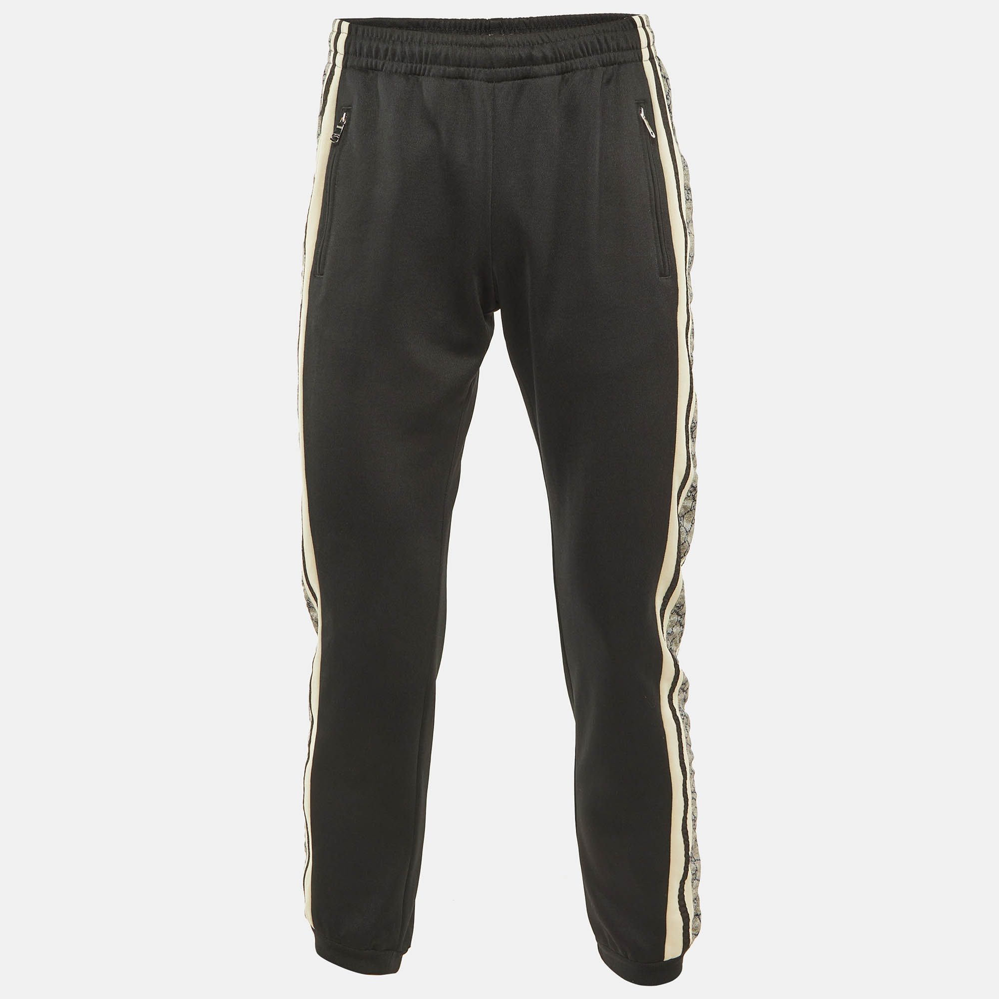 

Gucci Black Jersey GG Tape Jogger Pants XS