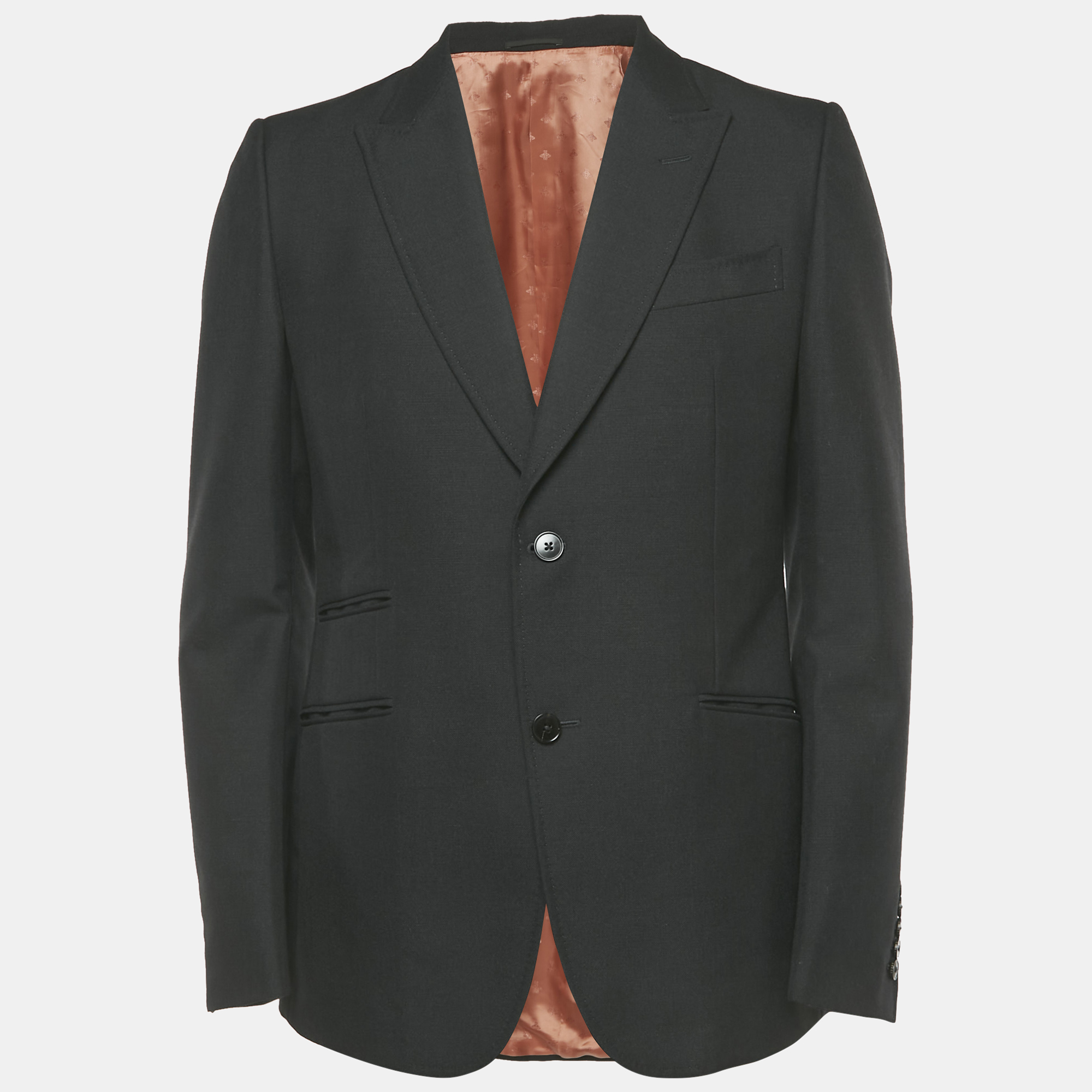 Pre-owned Gucci Black Wool Single Breasted Blazer L