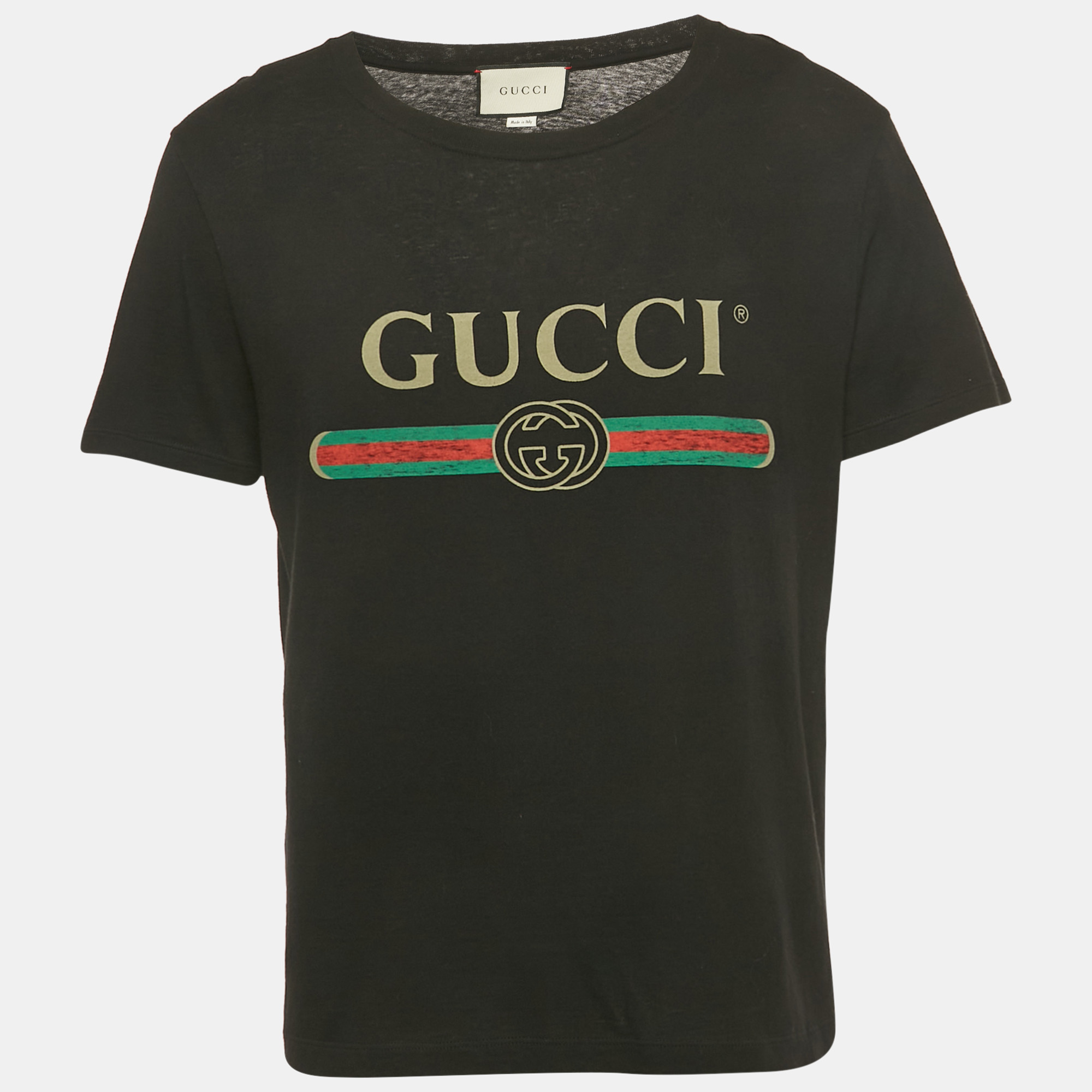 

Gucci Black GG Web Print Cotton Crewneck T-Shirt S