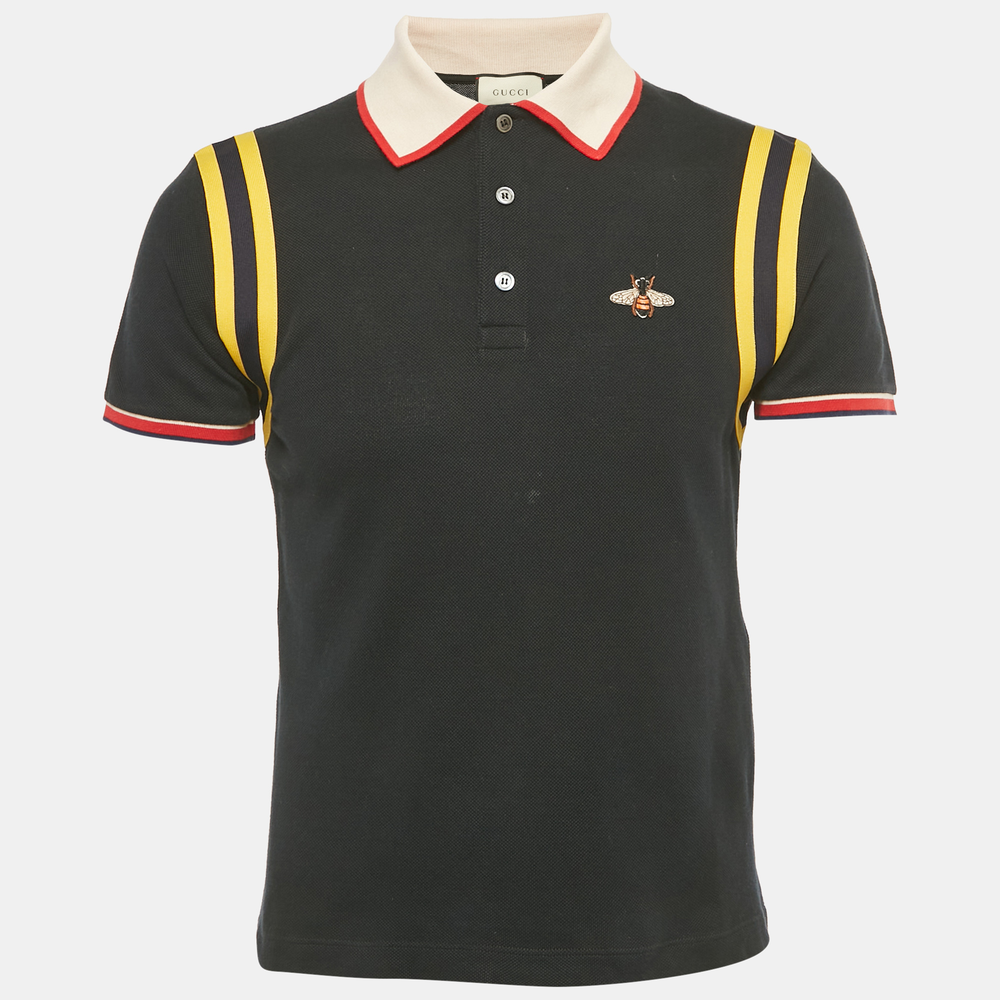 Gucci Black Contrast Trim Cotton Polo T-Shirt M