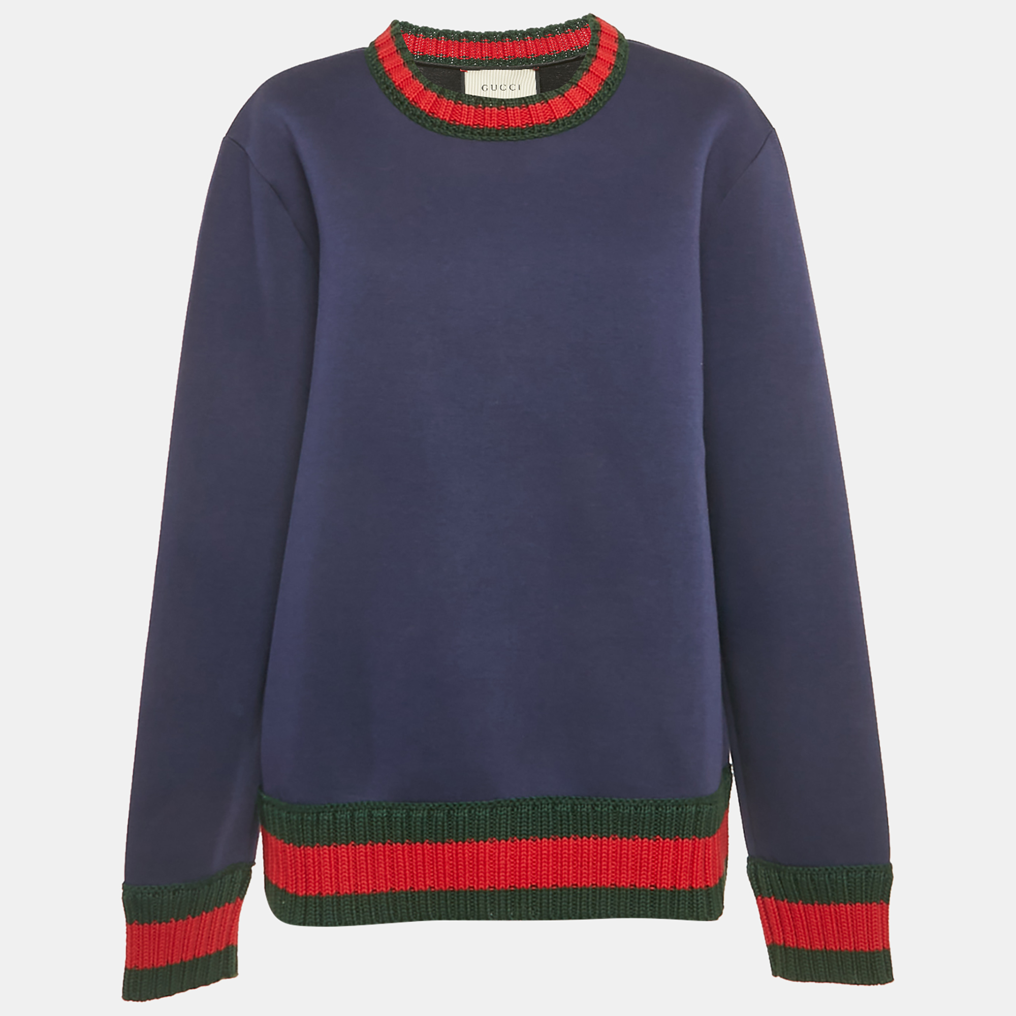 Pre-owned Gucci Navy Blue Cotton Long Sleeve Sweatshirt L