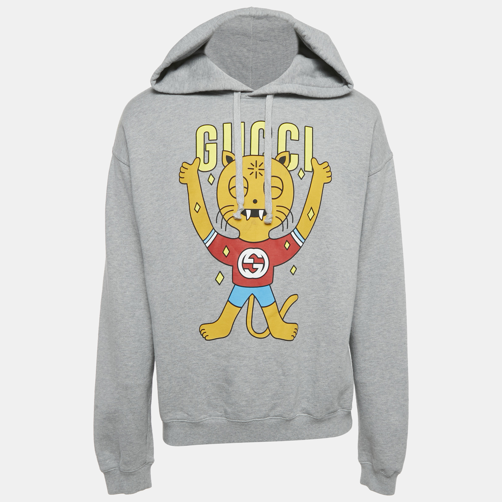 Gucci Grey Printed Cotton Hooded Sweatshirt M