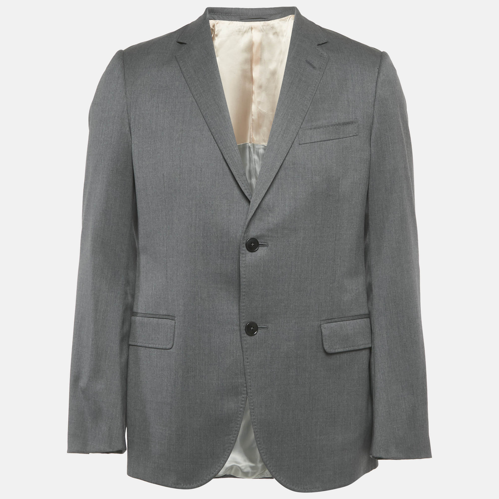 Gucci Grey Wool Single Breasted Regular Fit Blazer L