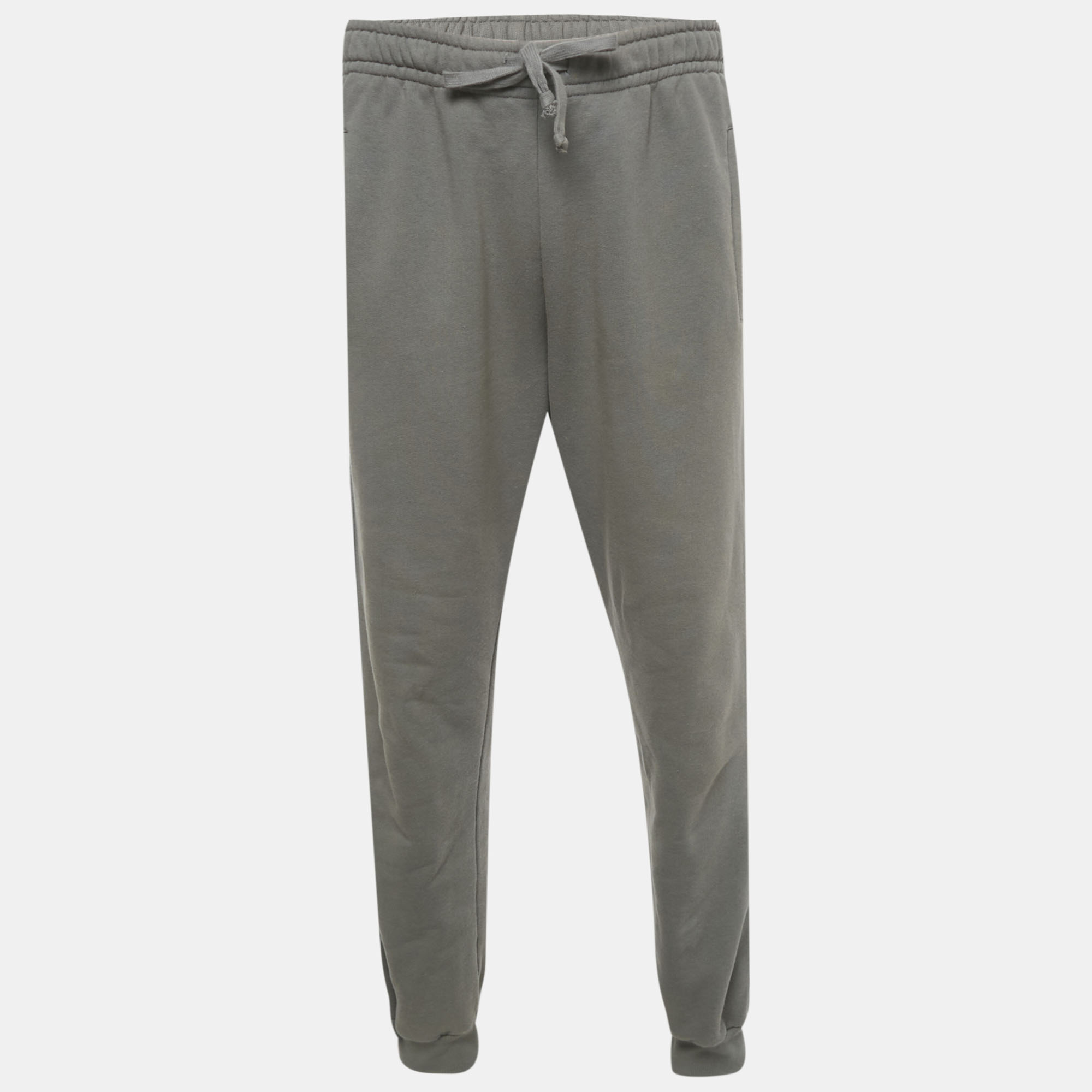 Pre-owned Gucci Grey Gg Side Stripe Cotton Joggers S In Gray