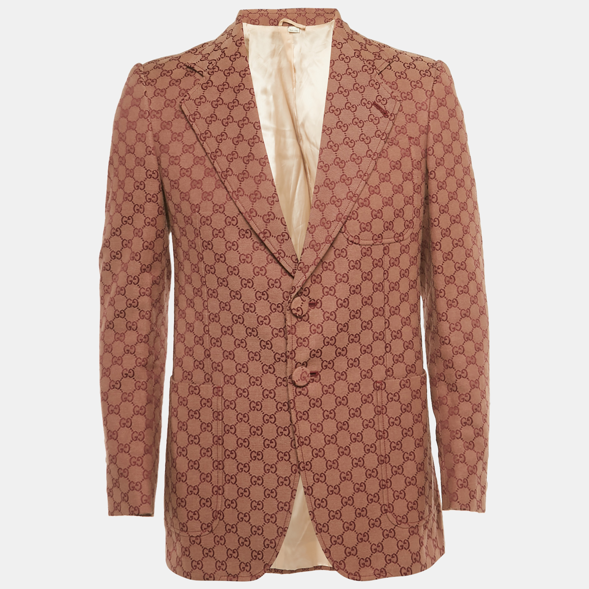

Gucci Burgundy Guccissima Jacquard Button Front Blazer M