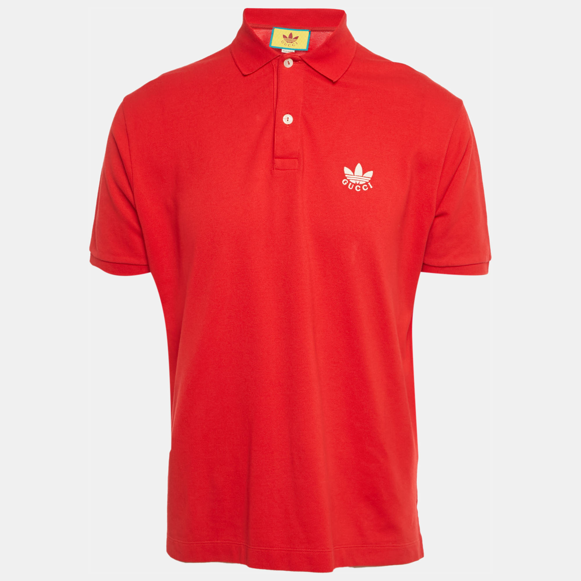 

Gucci x Adidas Red Cotton Pique Polo T-Shirt L