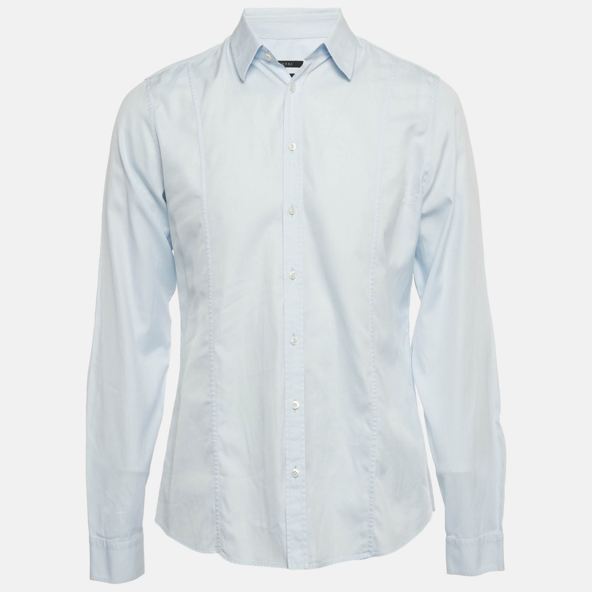 

Gucci Blue Cotton Herrignbone Long Sleeve Shirt L