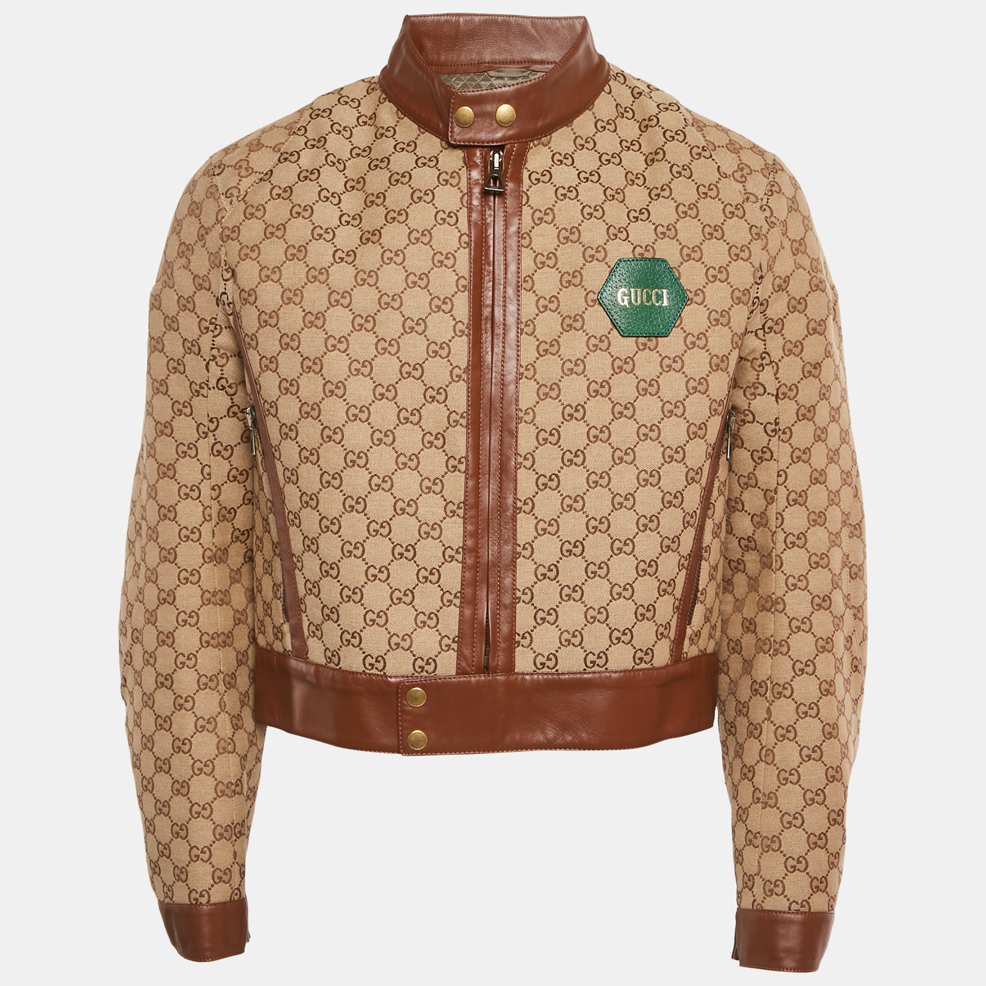 

Gucci Brown GG Jacquard Canvas and Leather Jacket L