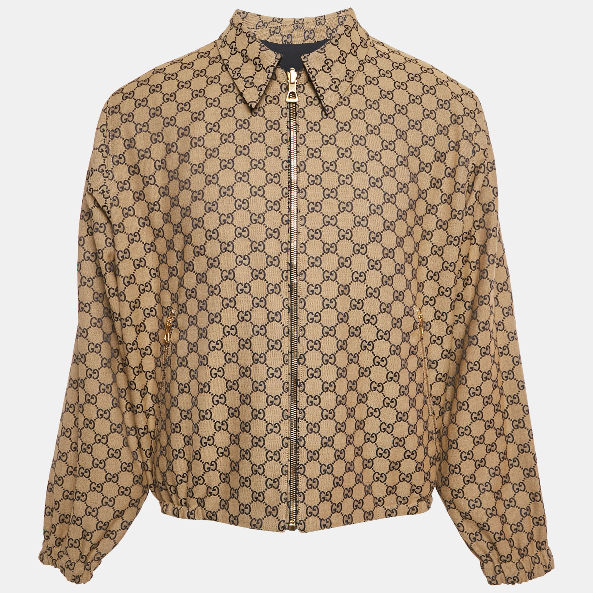 

Gucci Blue/Beige SS Canvas and Synthetic Reversible Jacket S, Navy blue