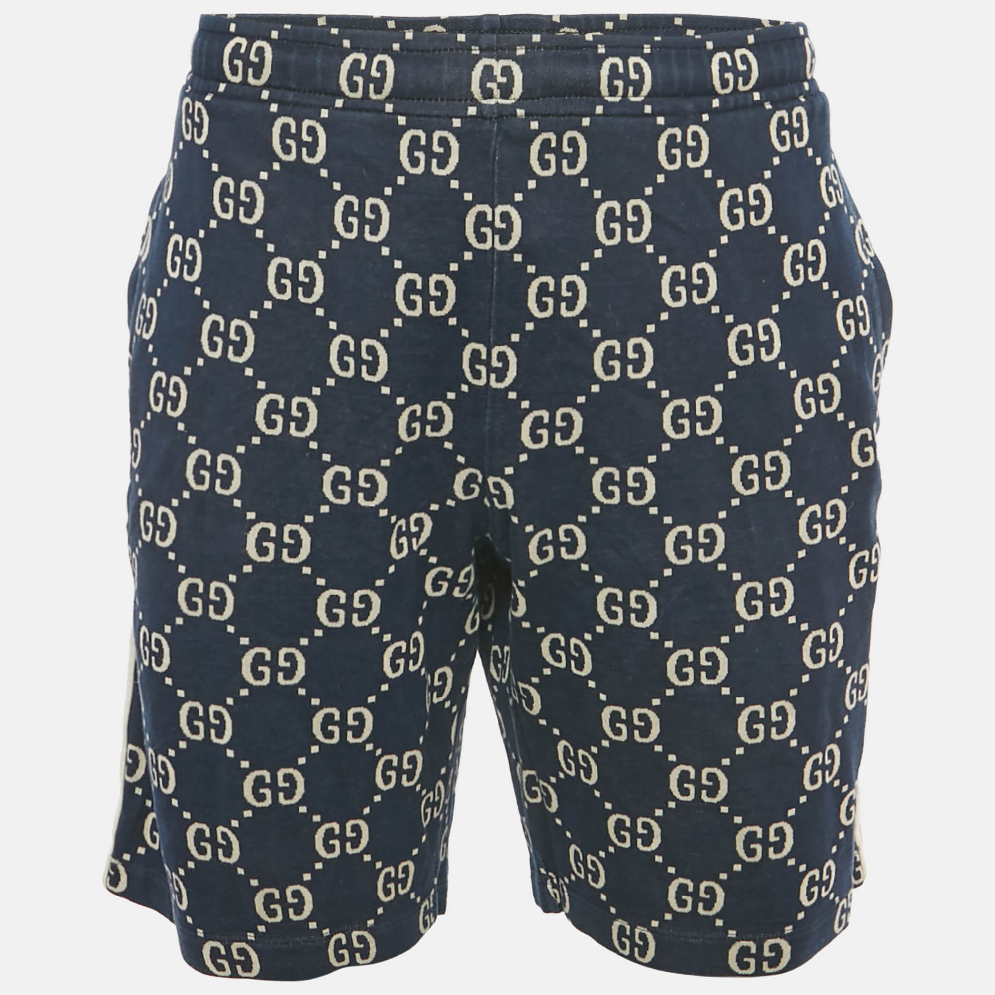 

Gucci Navy Blue GG Jacquard Cotton Web Striped Shorts XXL